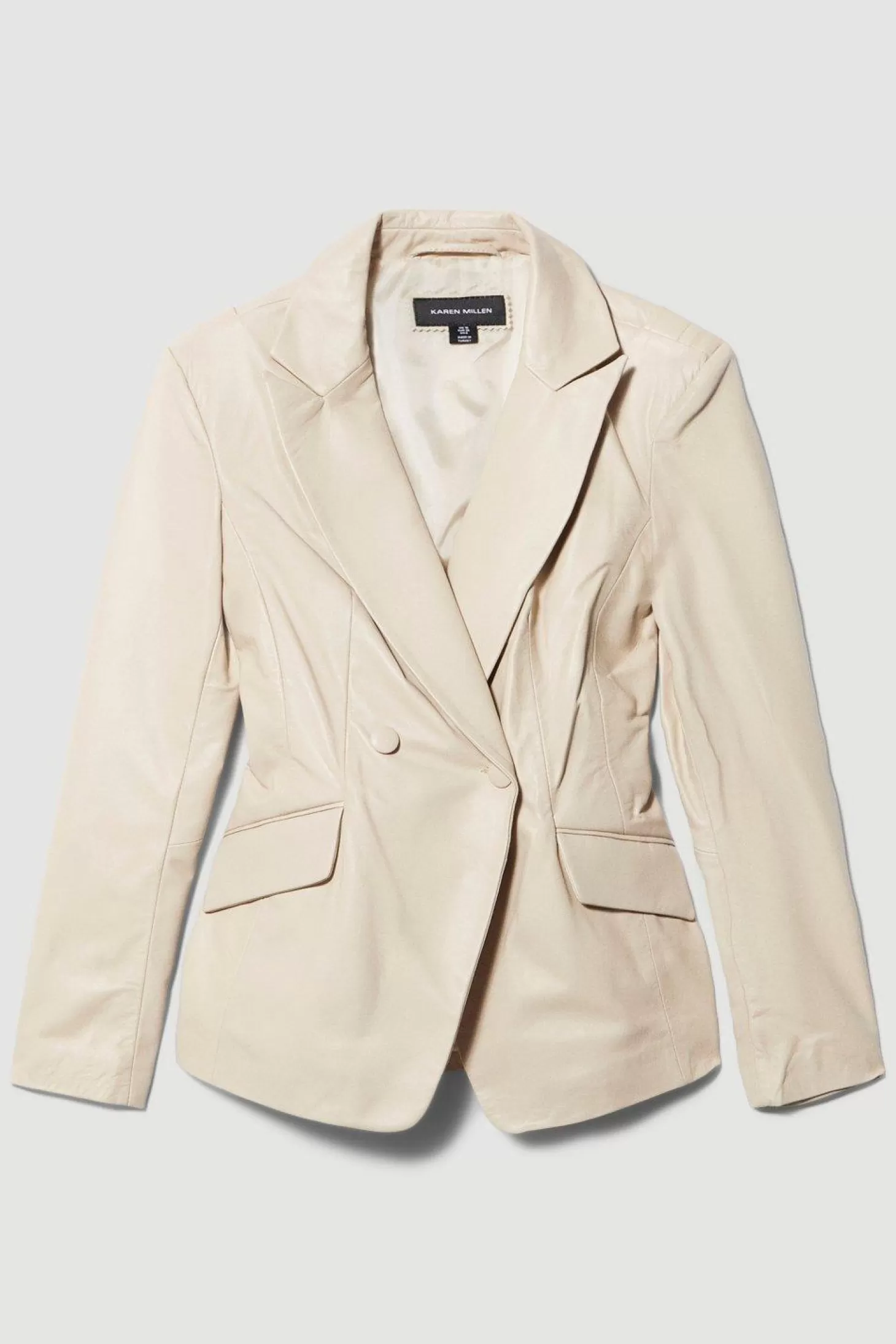 Karen Millen Leather Corset Waist Back Tailored Blazer Jacket