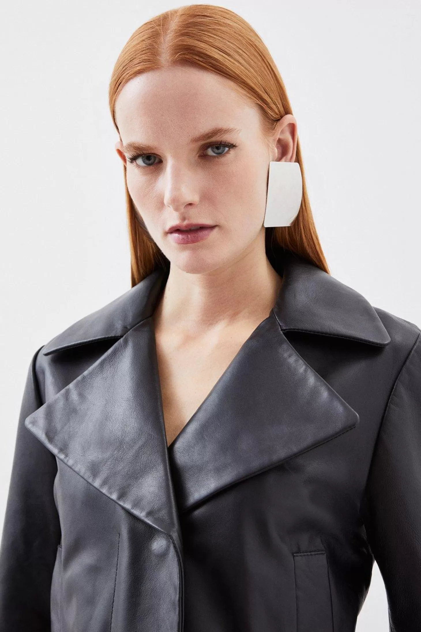 Karen Millen Leather Crop Trench Jacket