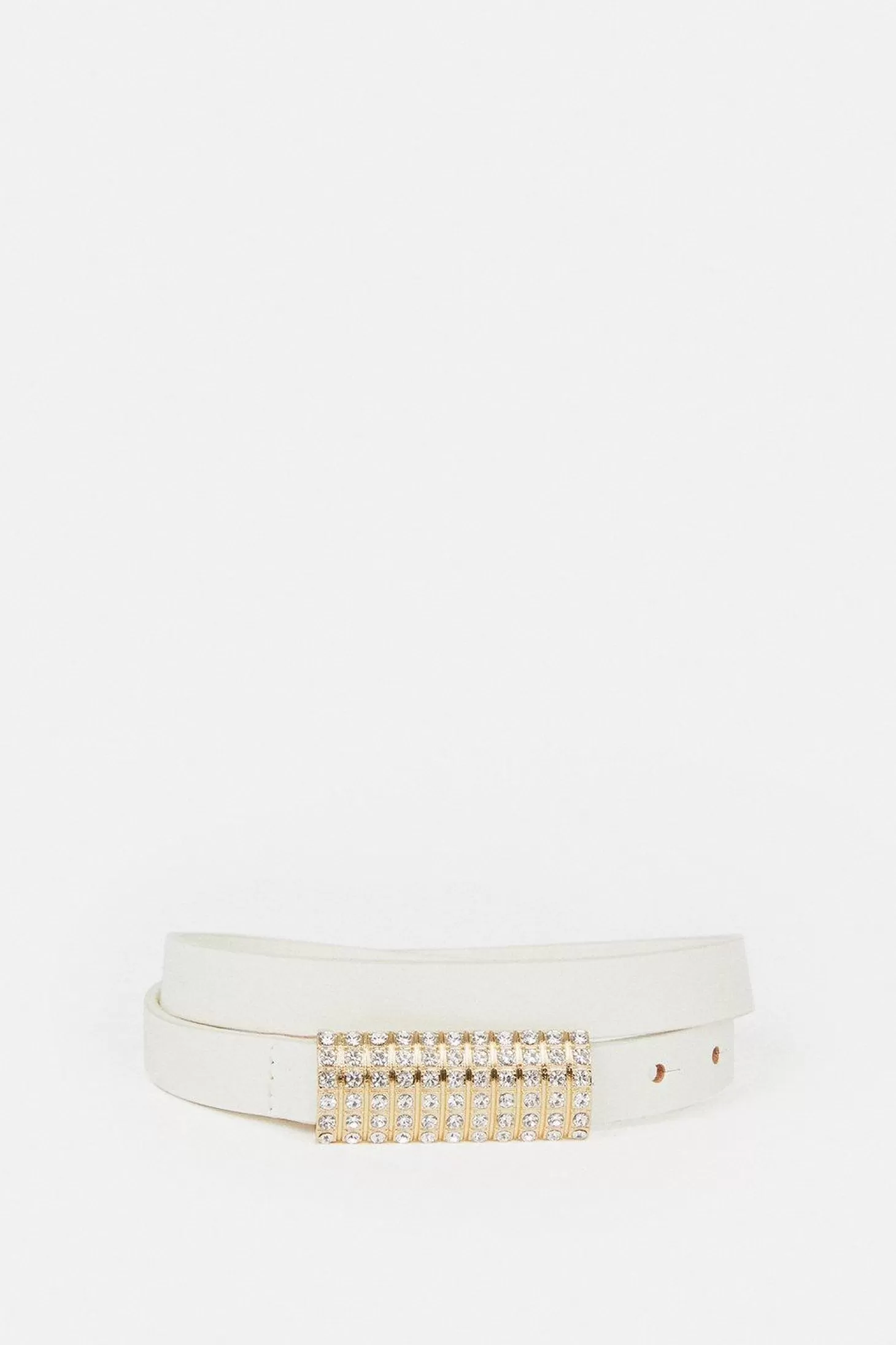 Karen Millen Leather Diamante Buckle Belt