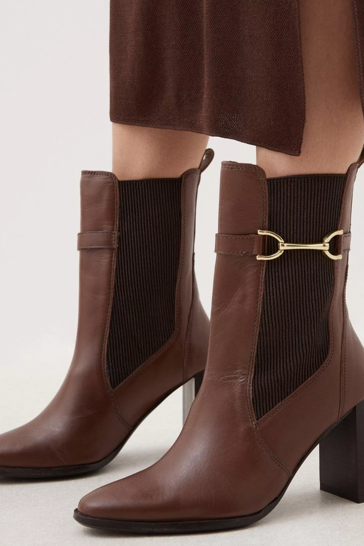 Karen Millen Leather Heeled Buckle Boot