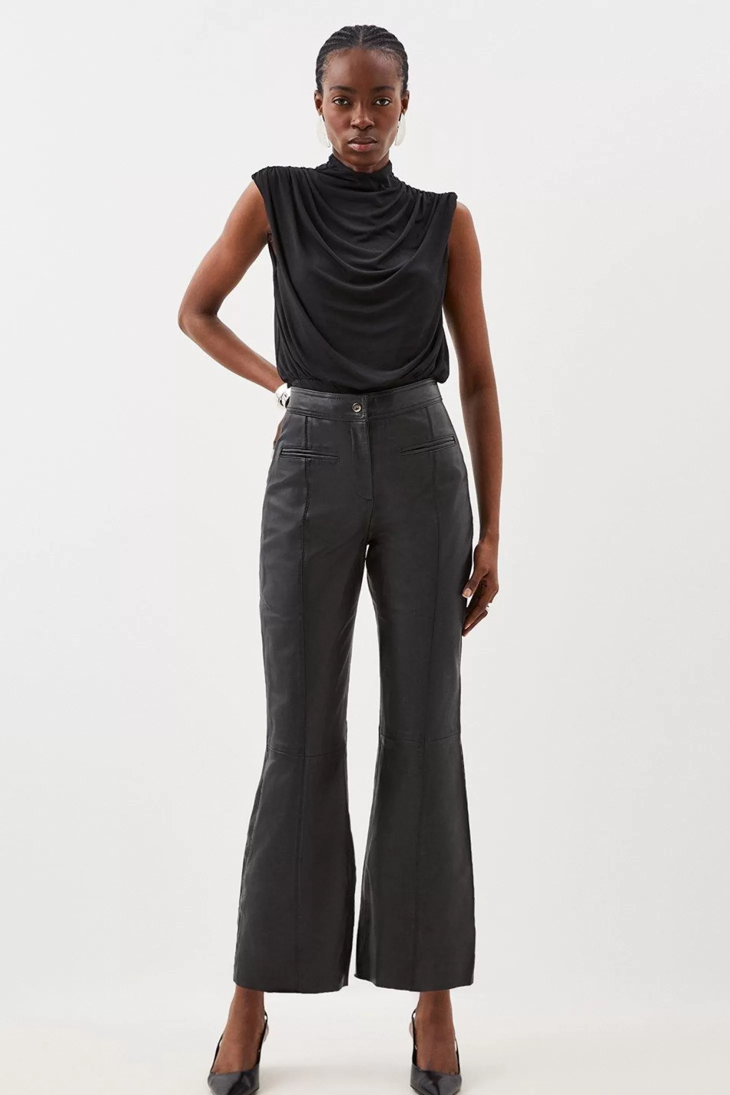 Karen Millen Leather Kickflare Pants