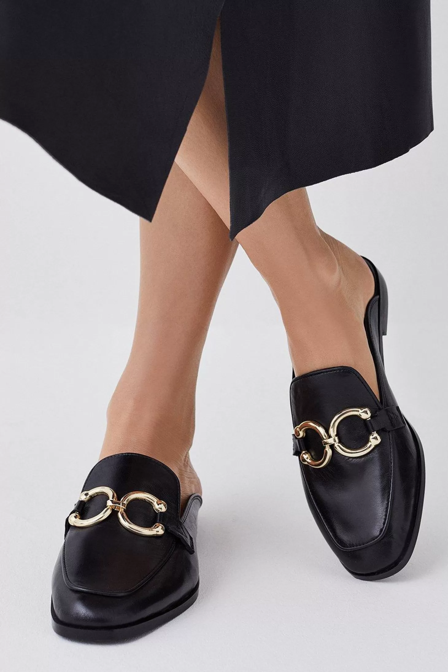 Karen Millen Leather Open Back Slip-on Loafer