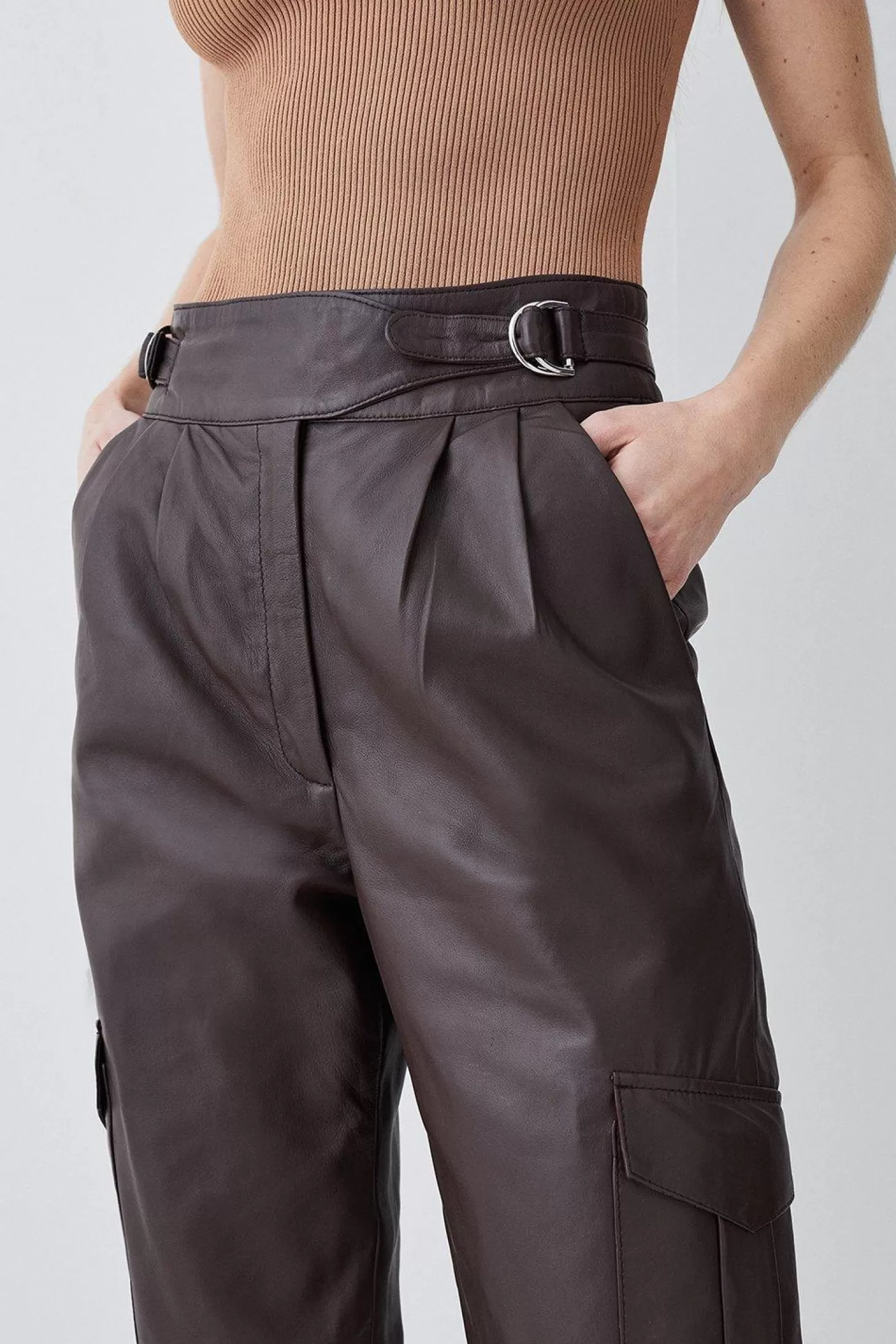 Karen Millen Leather Pocket Detail Cargo Pants