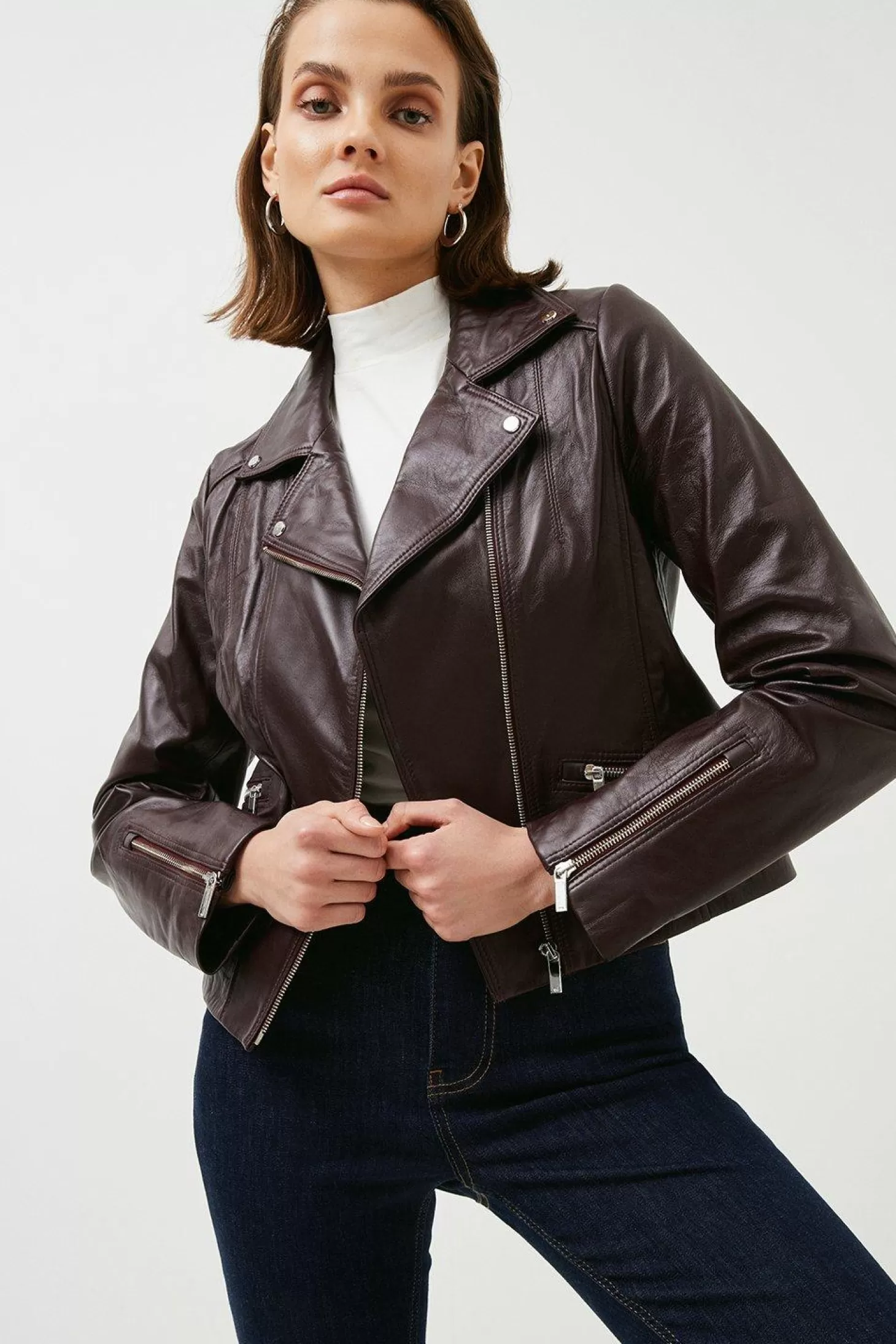 Karen Millen Leather Signature Moto Jacket