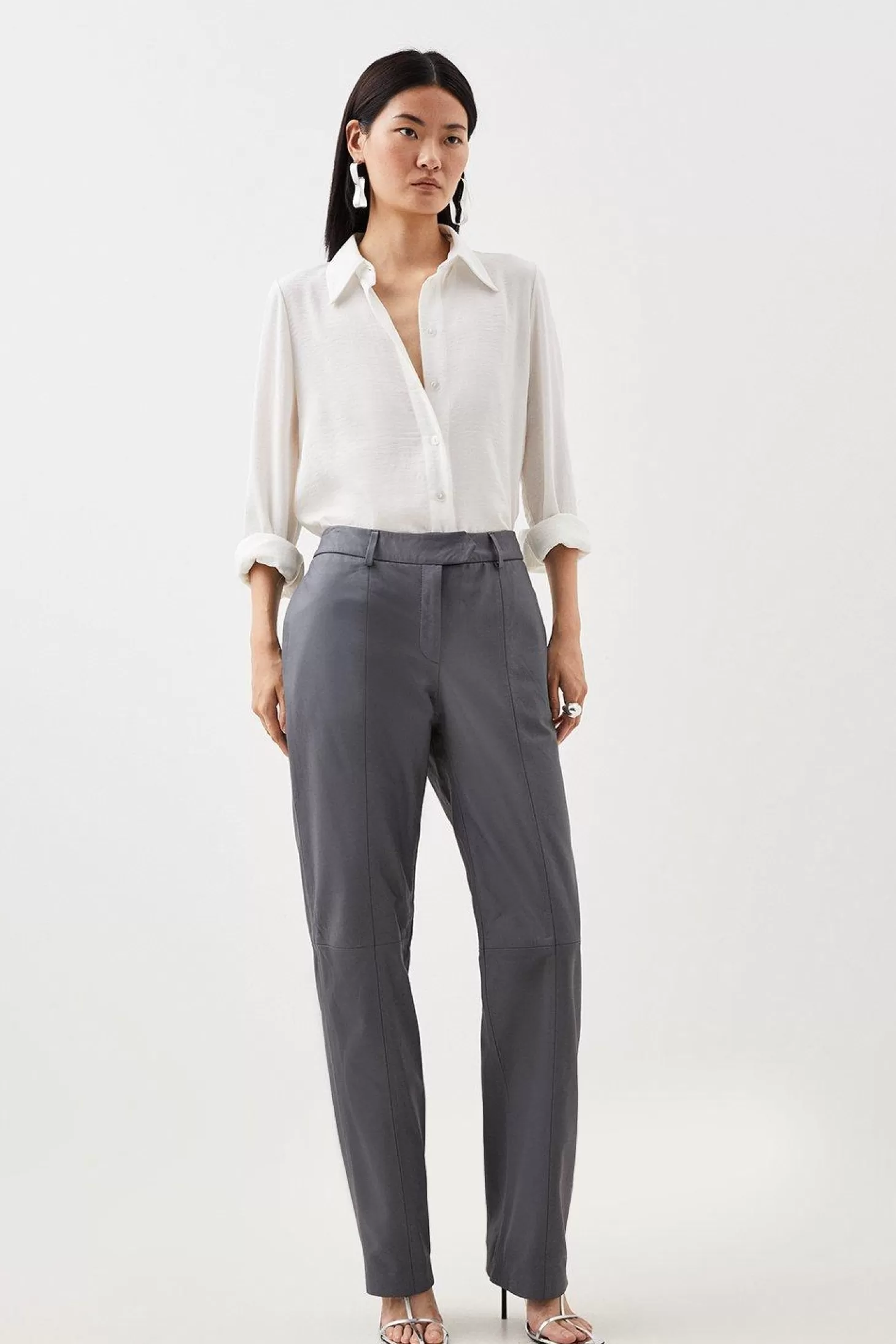 Karen Millen Leather Straight Leg Pants