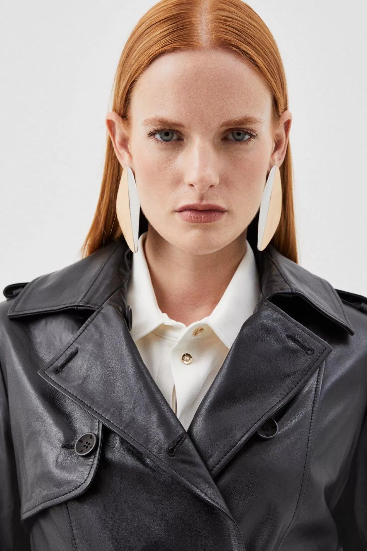 Karen Millen Leather Trench Belted Mac Midi Coat