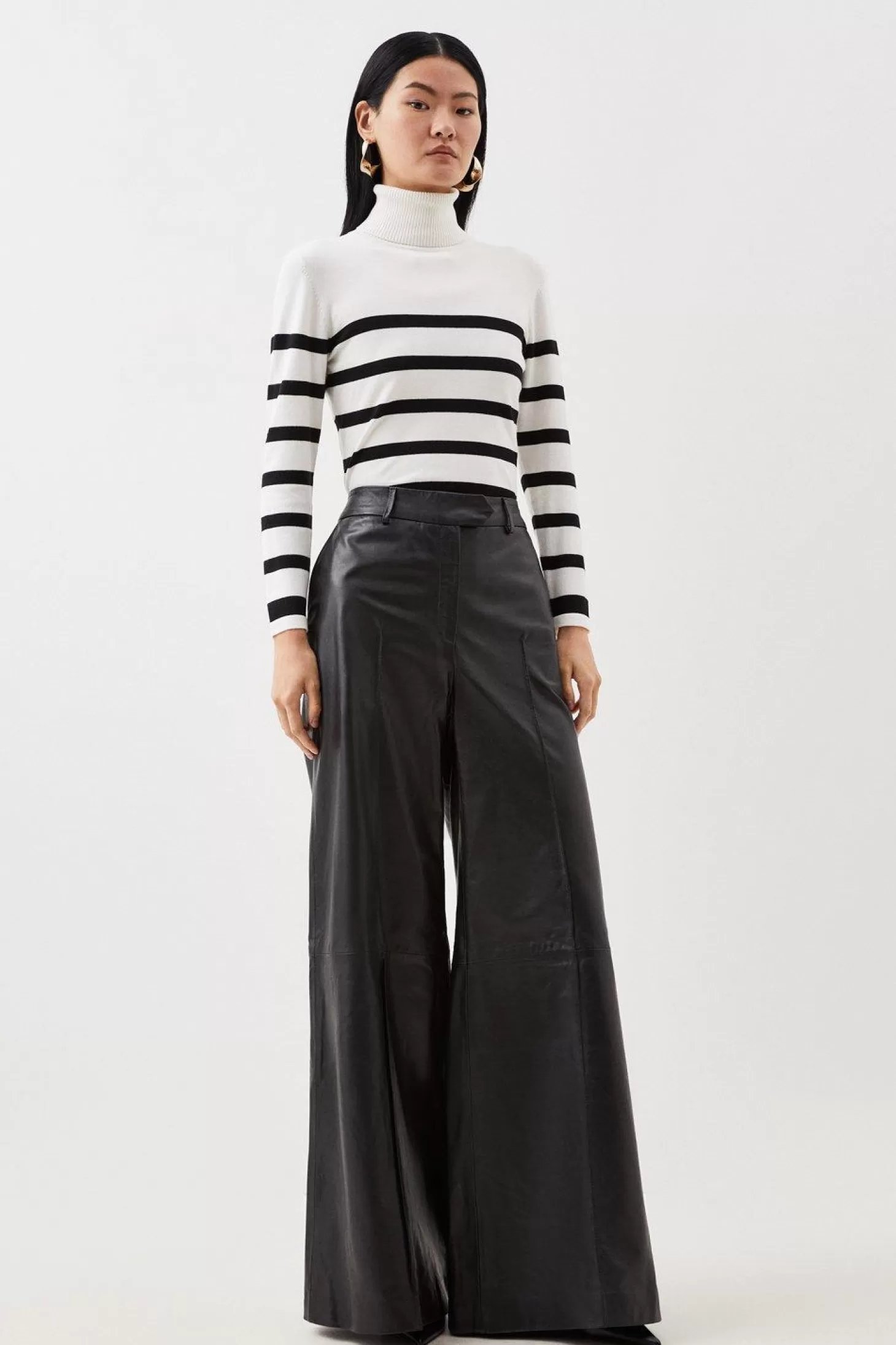 Karen Millen Leather Wide Leg Pants