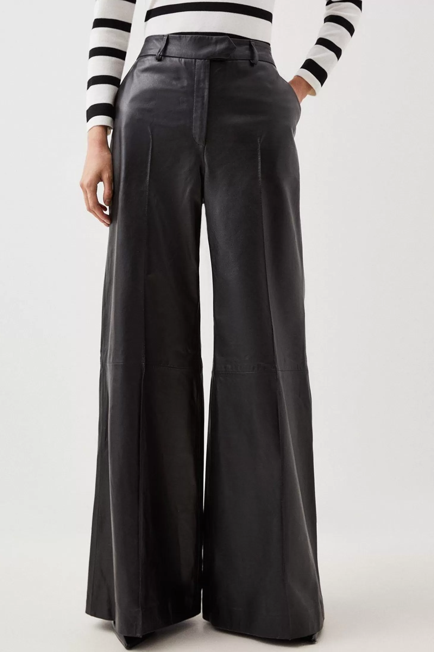 Karen Millen Leather Wide Leg Pants