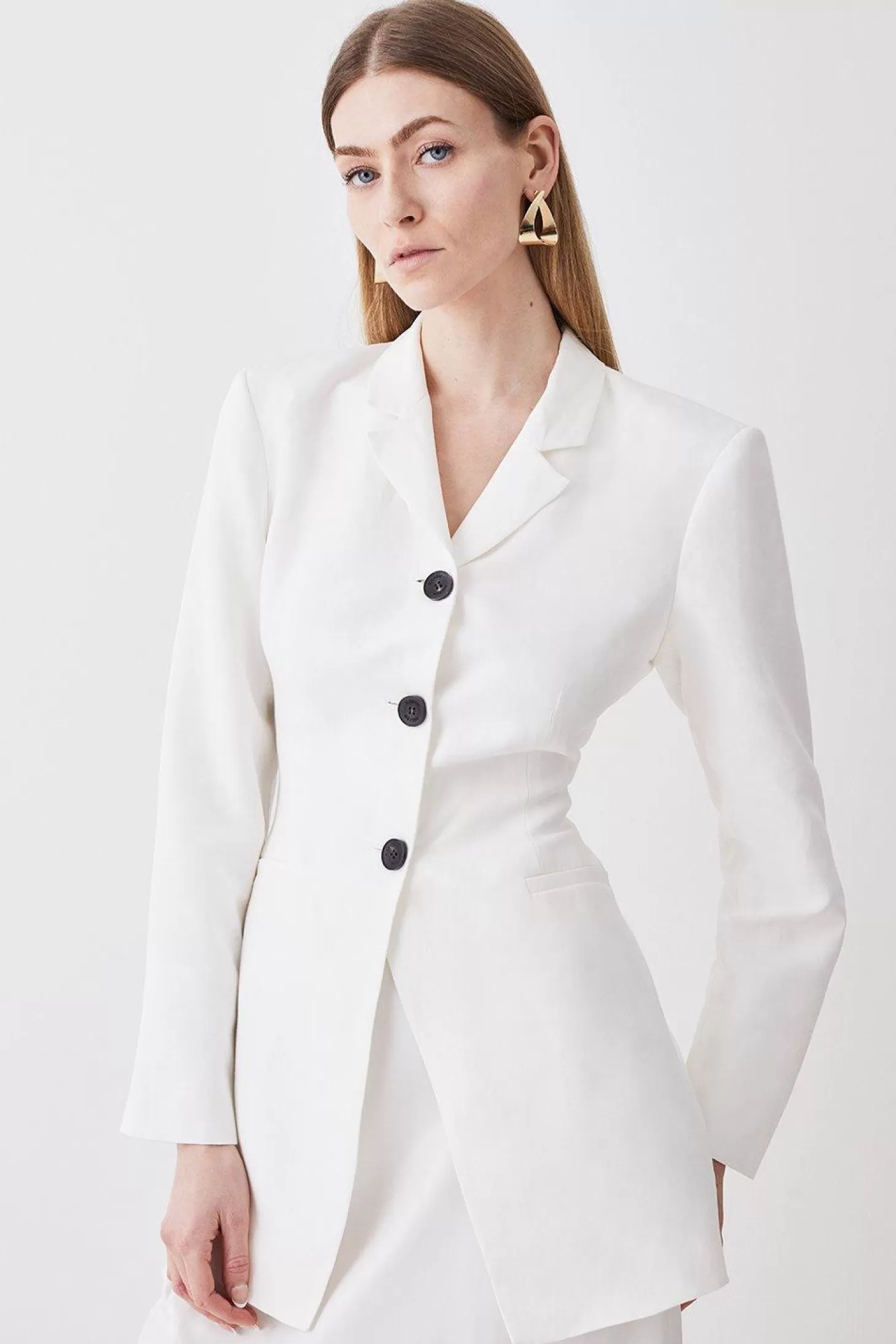 Karen Millen Linen High Break Tailored Blazer