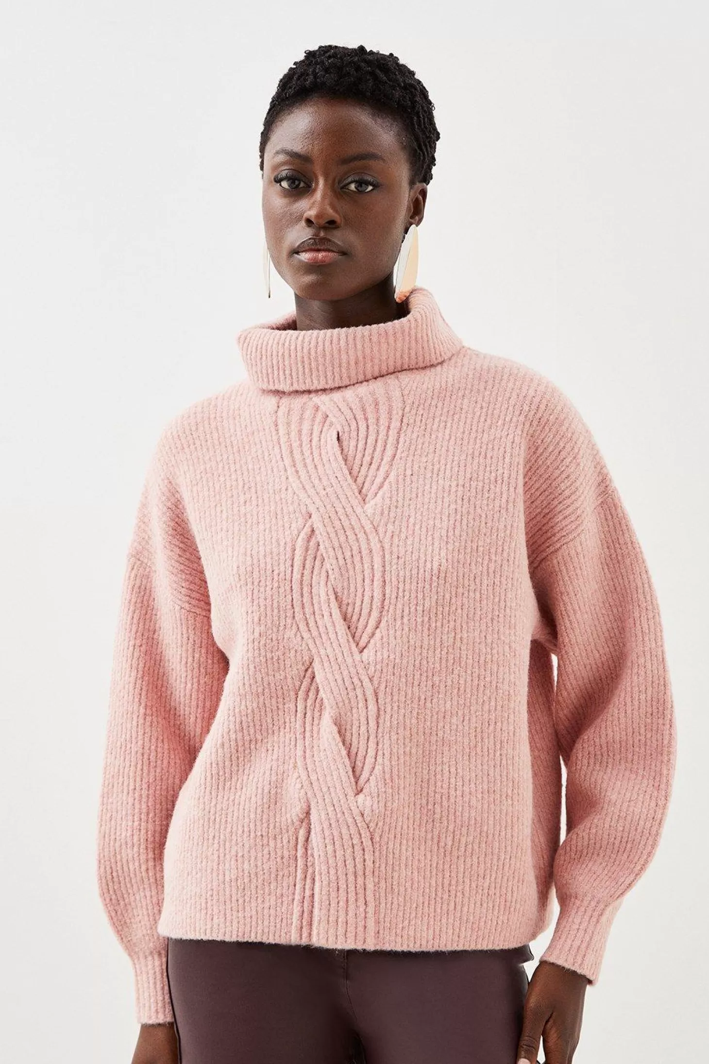 Karen Millen Lofty Knit Chunky Cable Wool Sweater