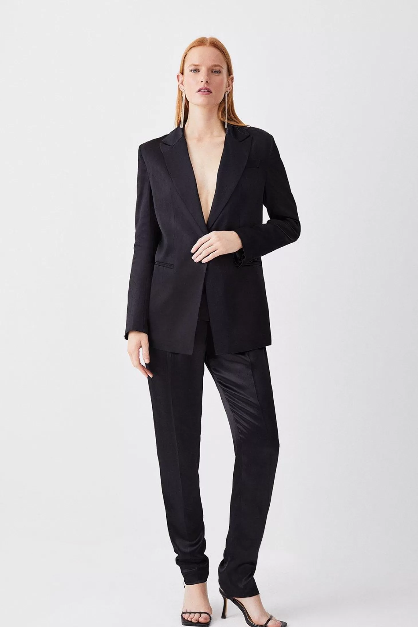 Karen Millen Luxe Satin Single Breasted Blazer