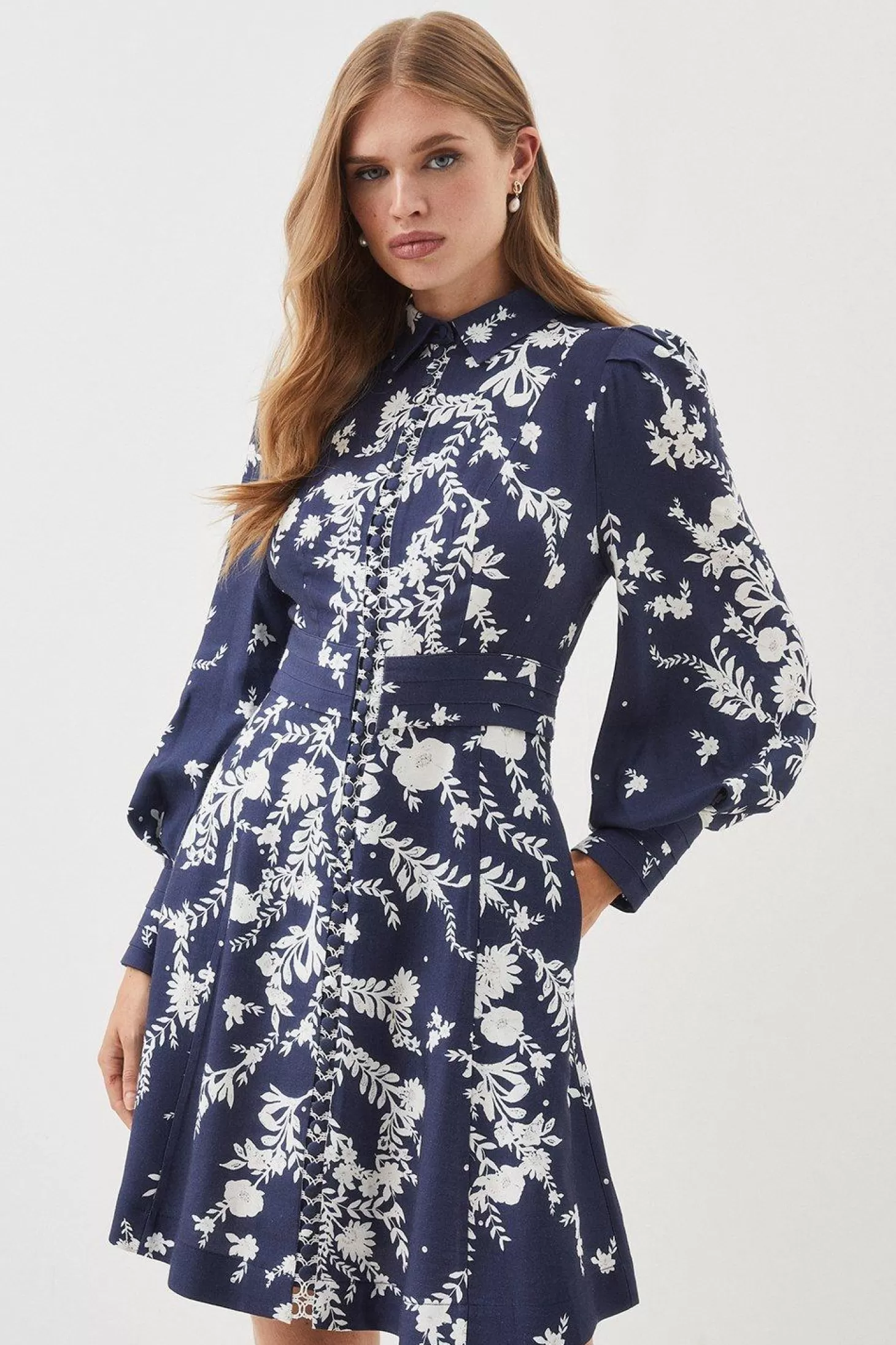 Karen Millen Lydia Millen Floral Embroidery Print Woven Mini Dress