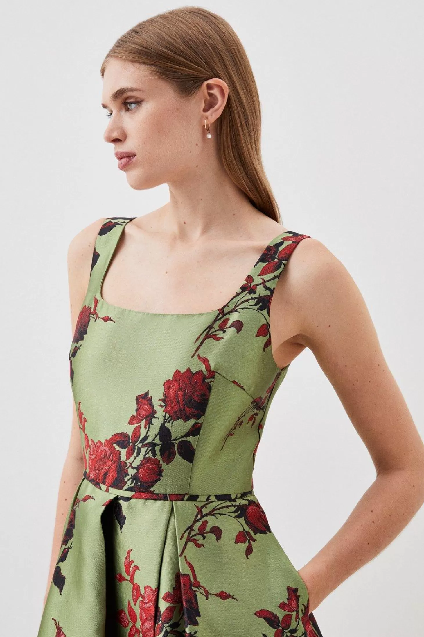Karen Millen Lydia Millen Floral Jacquard Corseted Woven Maxi Dress