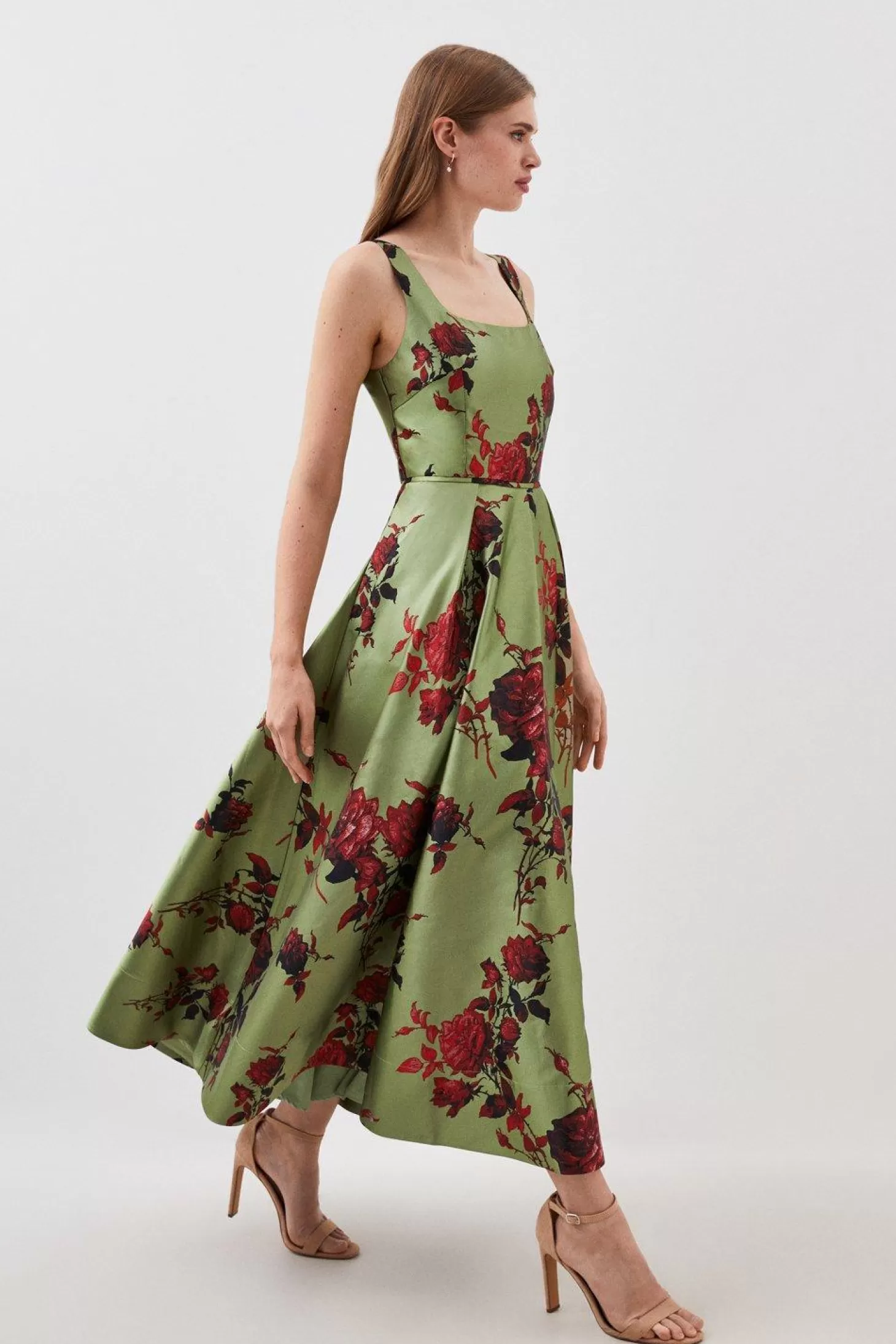 Karen Millen Lydia Millen Floral Jacquard Corseted Woven Maxi Dress