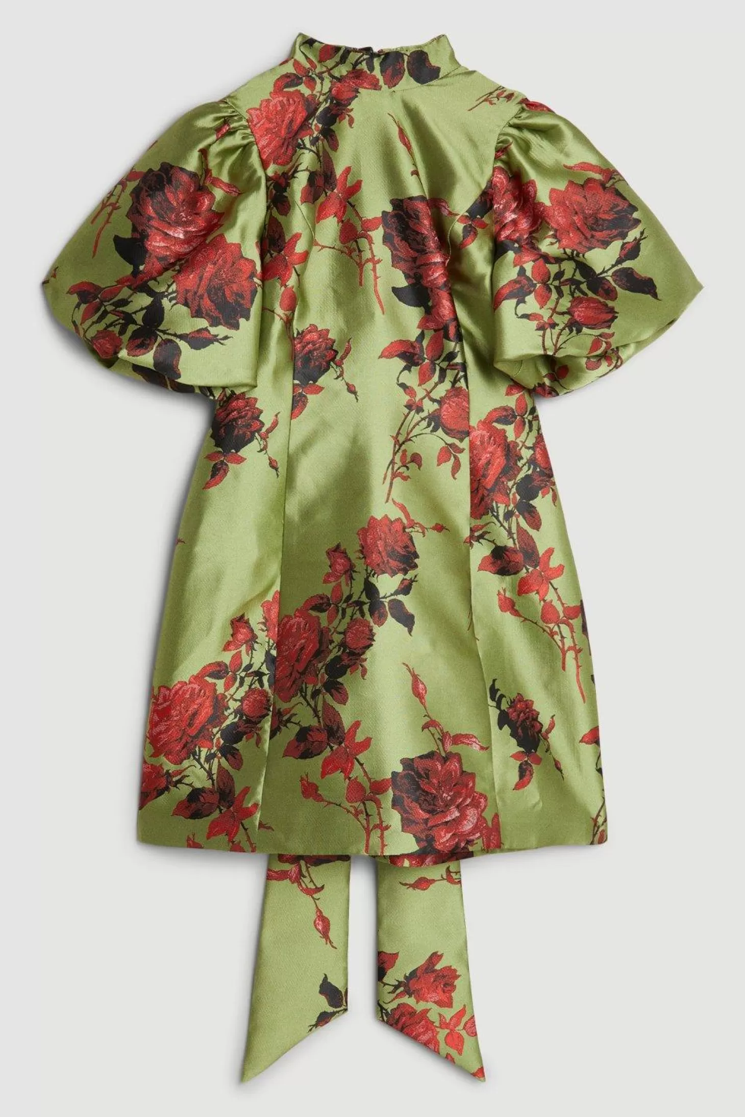 Karen Millen Lydia Millen Floral Jacquard Panelled Puff Sleeve Woven Mini Dress