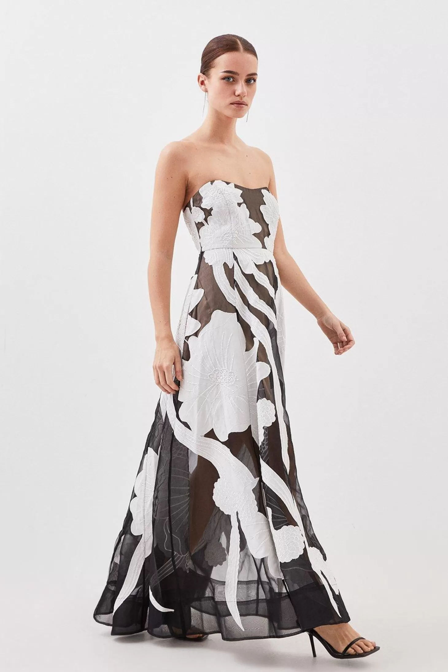 Karen Millen Lydia Millen Petite Applique Organdie Bandeau Woven Maxi Dress