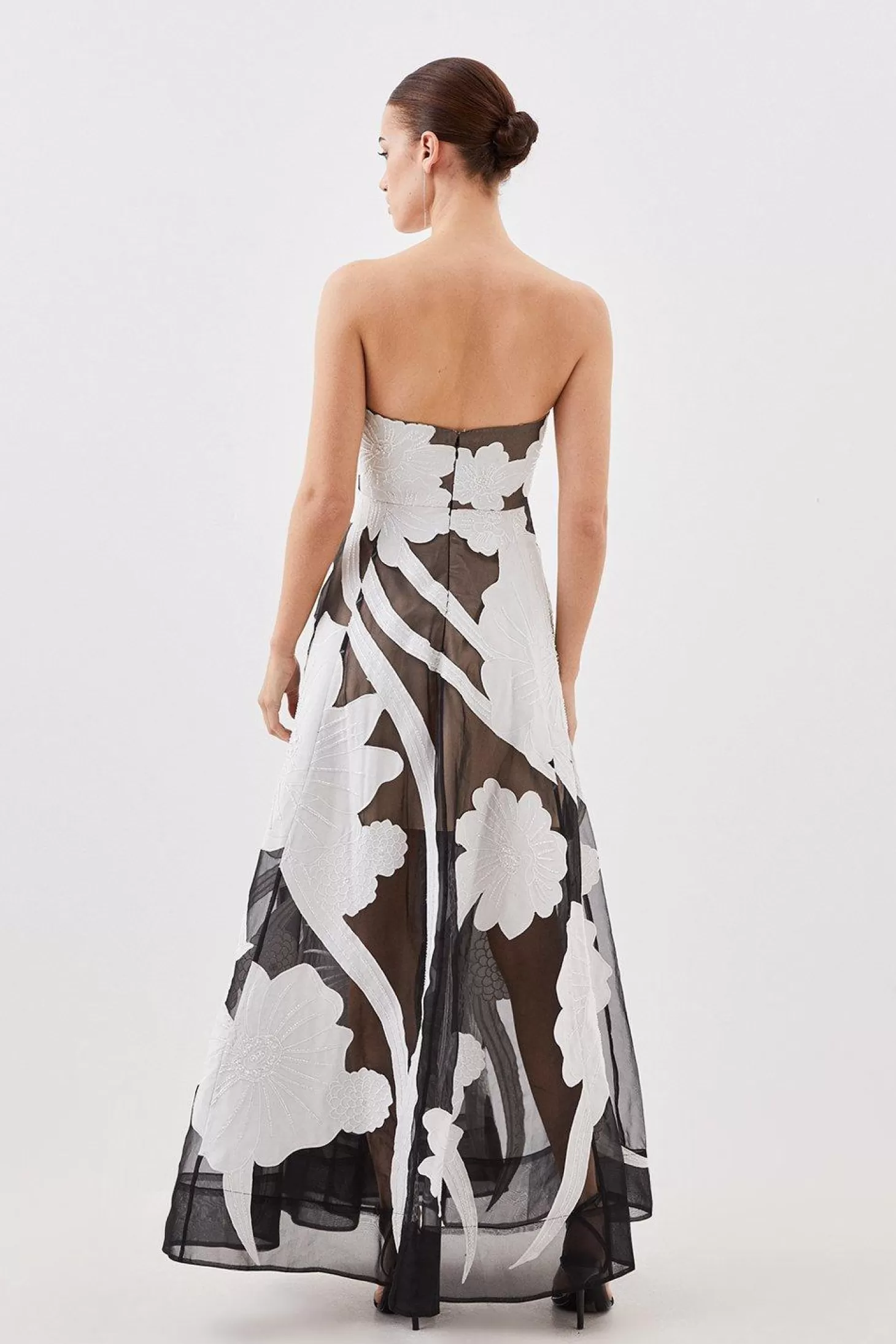 Karen Millen Lydia Millen Petite Applique Organdie Bandeau Woven Maxi Dress