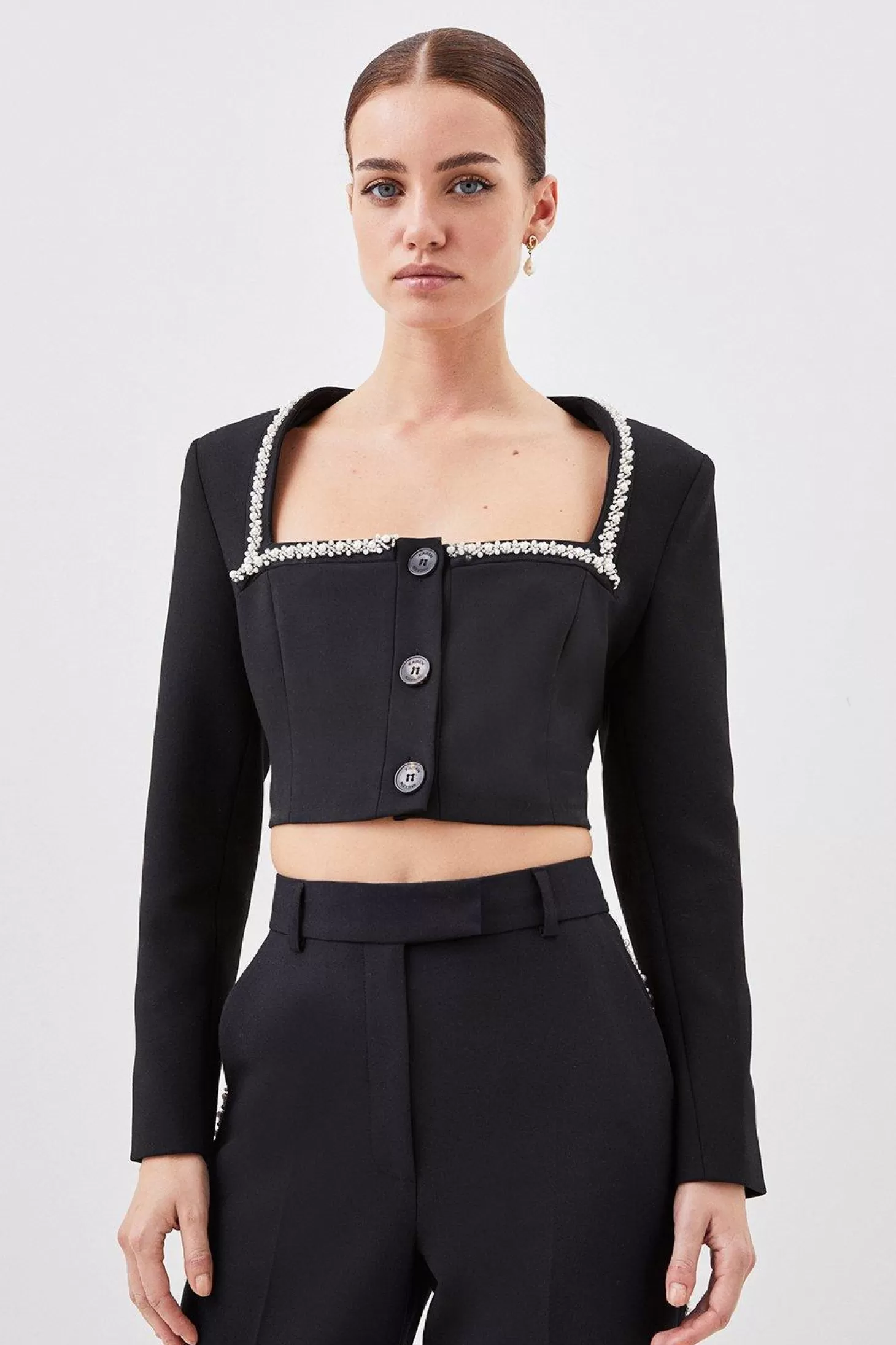 Karen Millen Lydia Millen Petite Compact Stretch Embellished Jacket