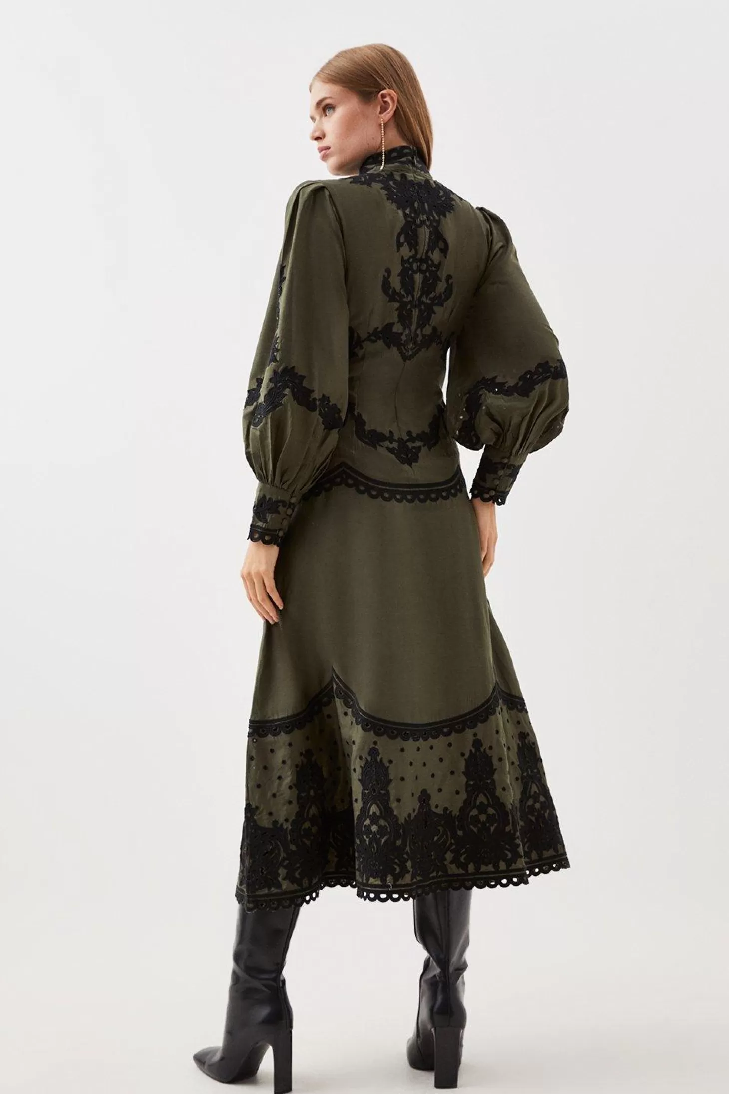 Karen Millen Lydia Millen Petite Cotton Cutwork Embroidered Woven Maxi Dress