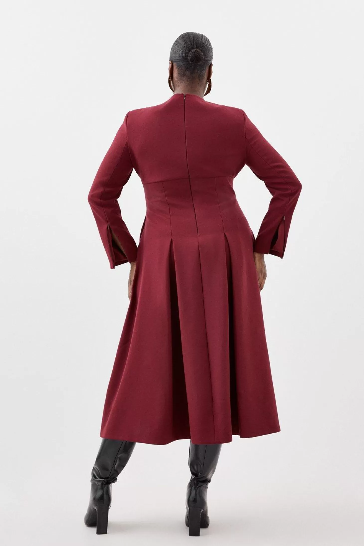 Karen Millen Lydia Millen Plus Size Clean Tailored Sweetheart Neckline Midi Dress