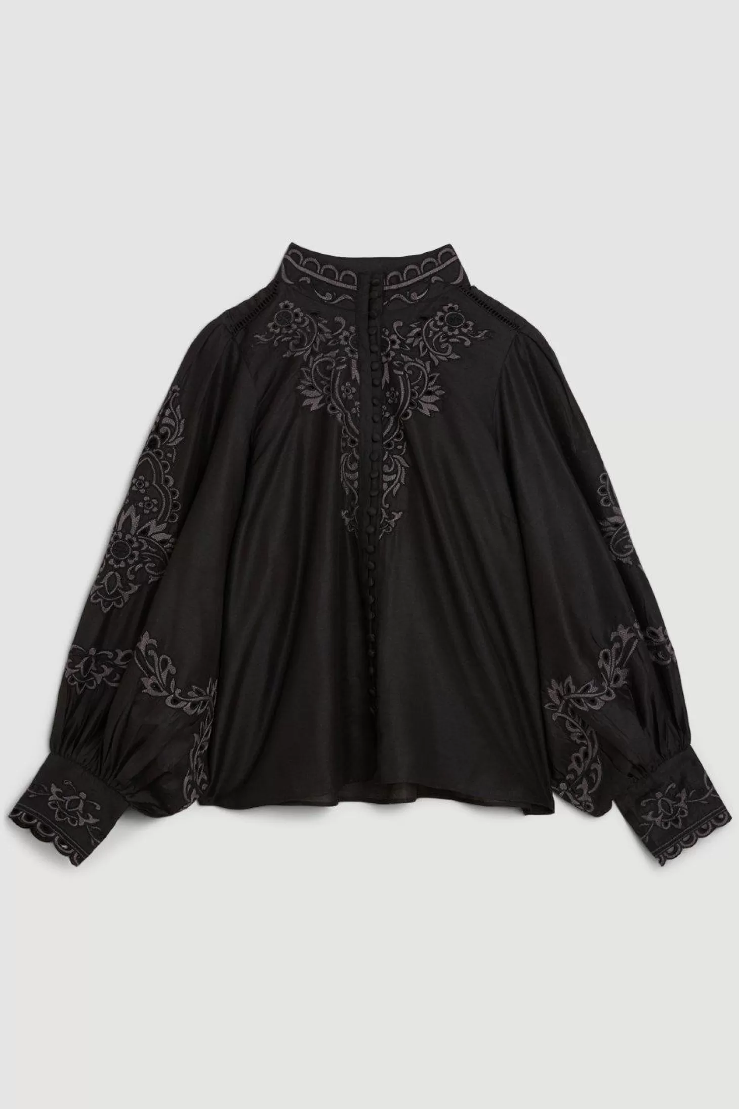 Karen Millen Lydia Millen Plus Size Cotton Embroidered Woven Blouse