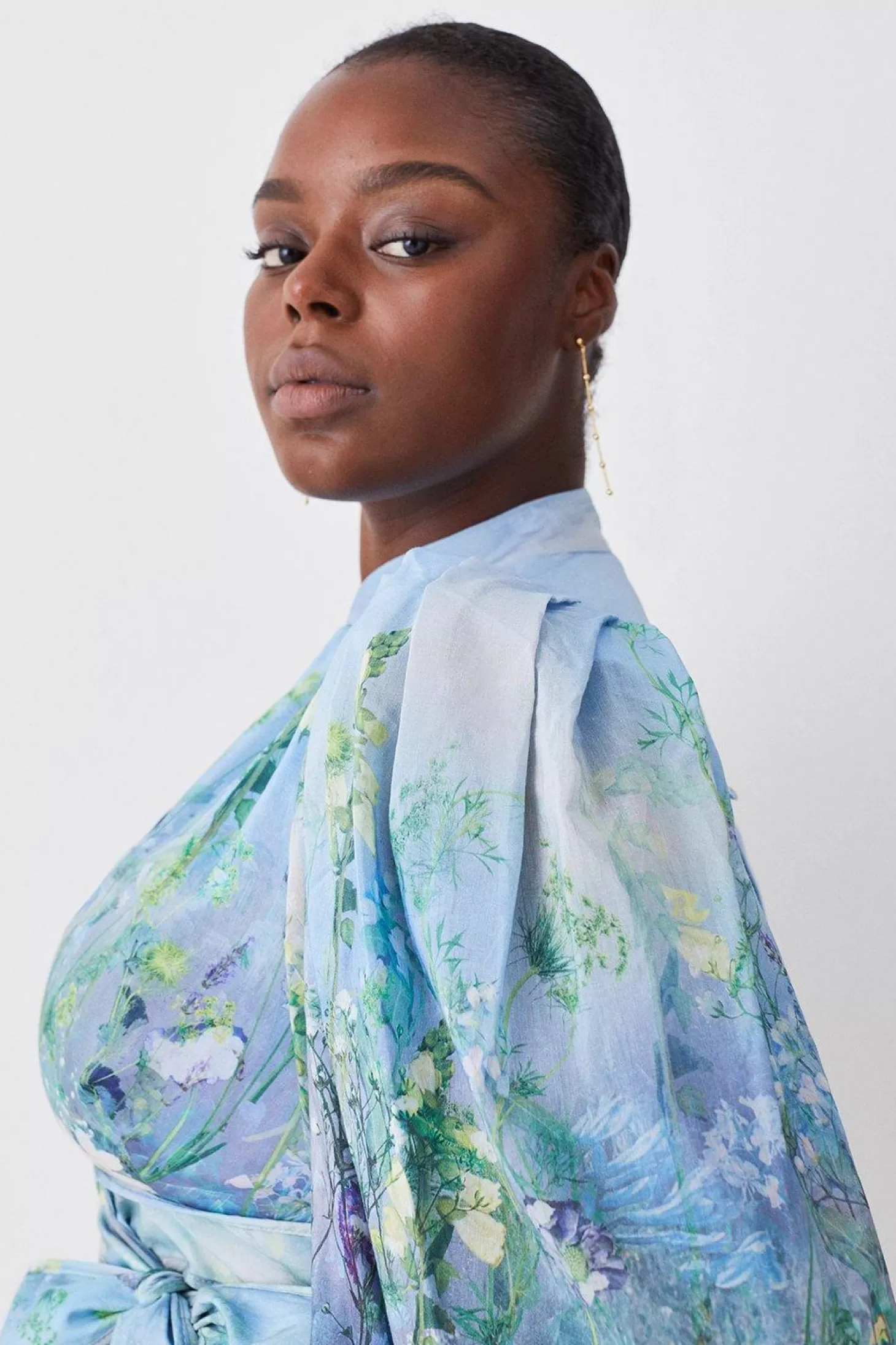 Karen Millen Lydia Millen Plus Size Silk Cotton Scenic Floral Wrap Blouse