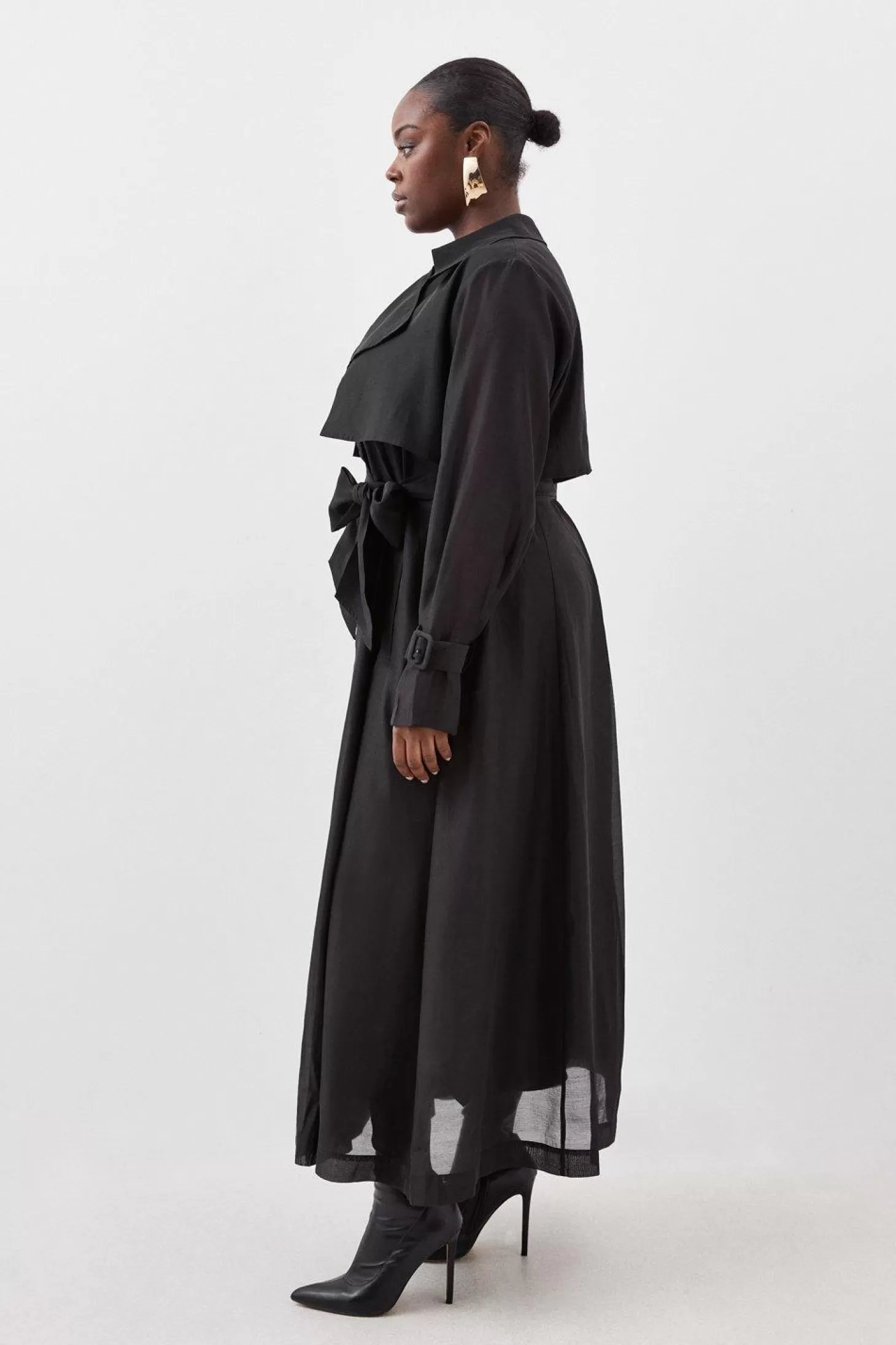Karen Millen Lydia Millen Plus Tailored Sheer Panelled Full Skirted Trench Coat