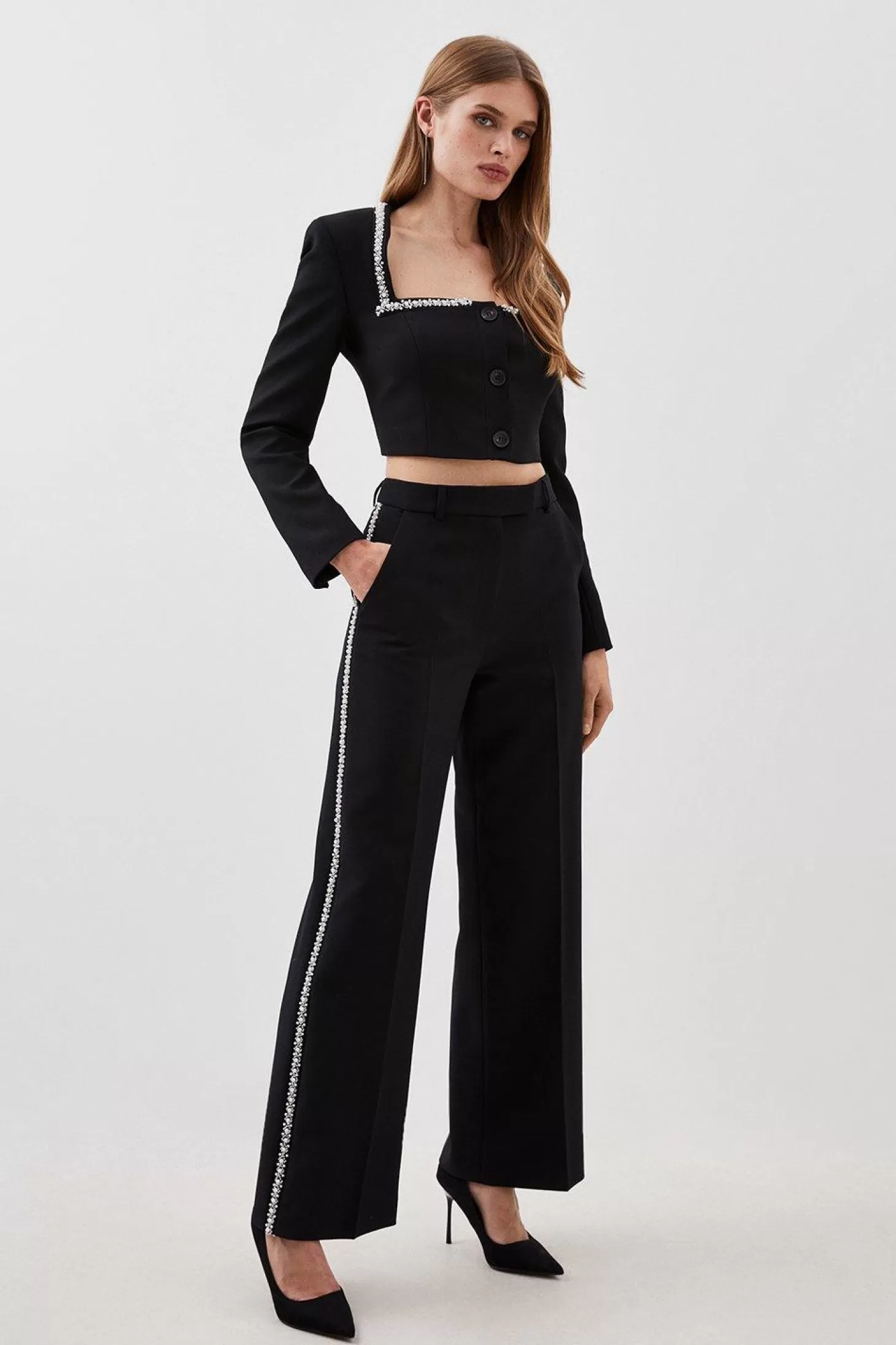 Karen Millen Lydia Millen Tailored Compact Stretch Embellished Pants