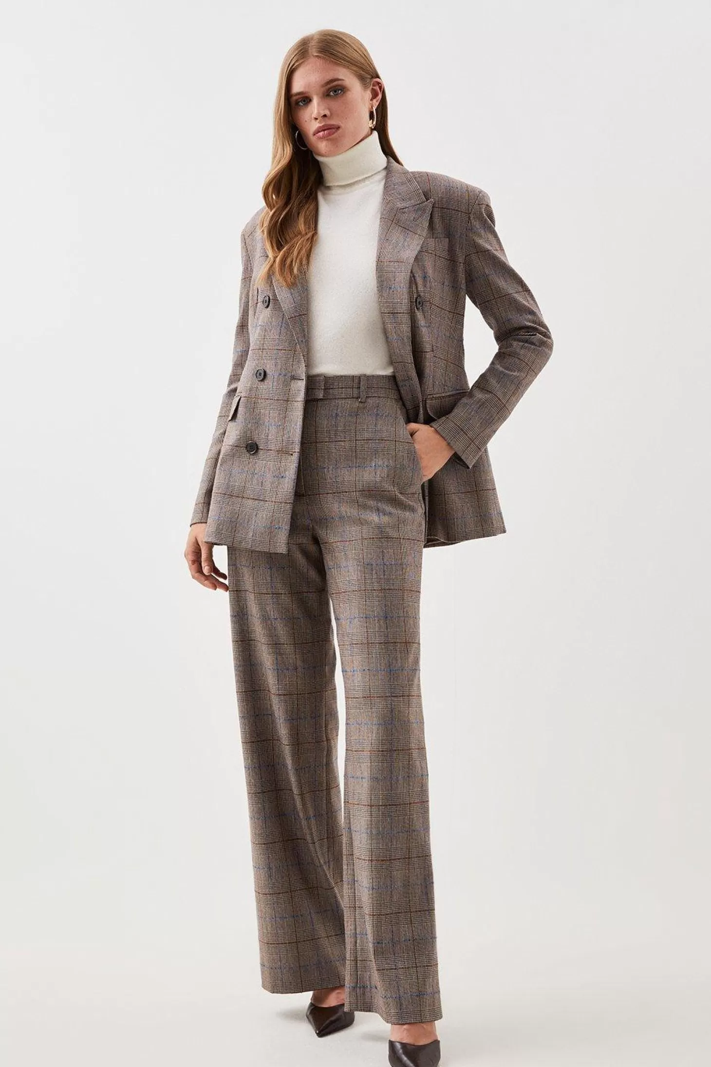 Karen Millen Lydia Millen Tailored Flannel Wide Leg Pants