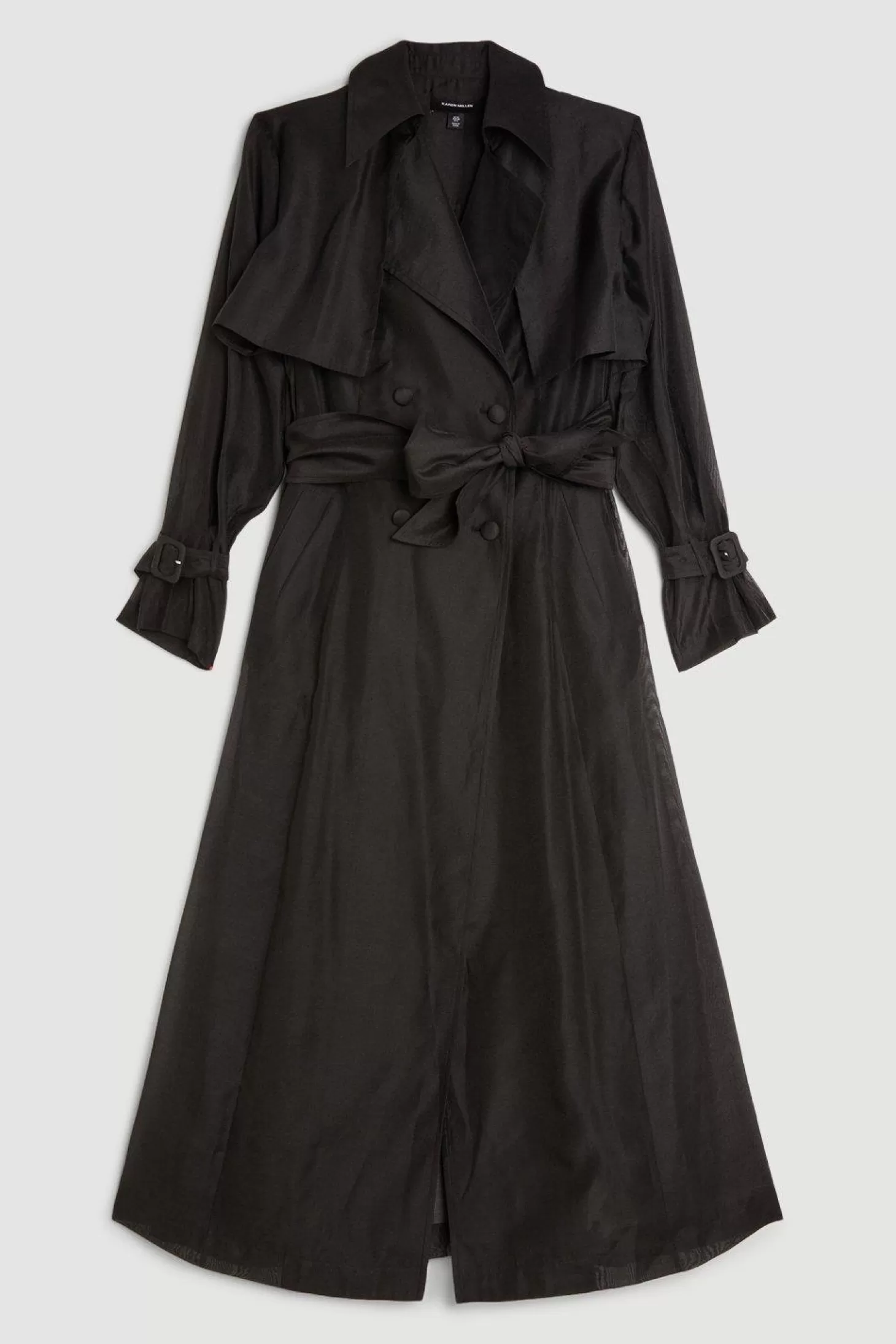 Karen Millen Lydia Millen Tailored Sheer Panelled Full Skirted Trench Coat