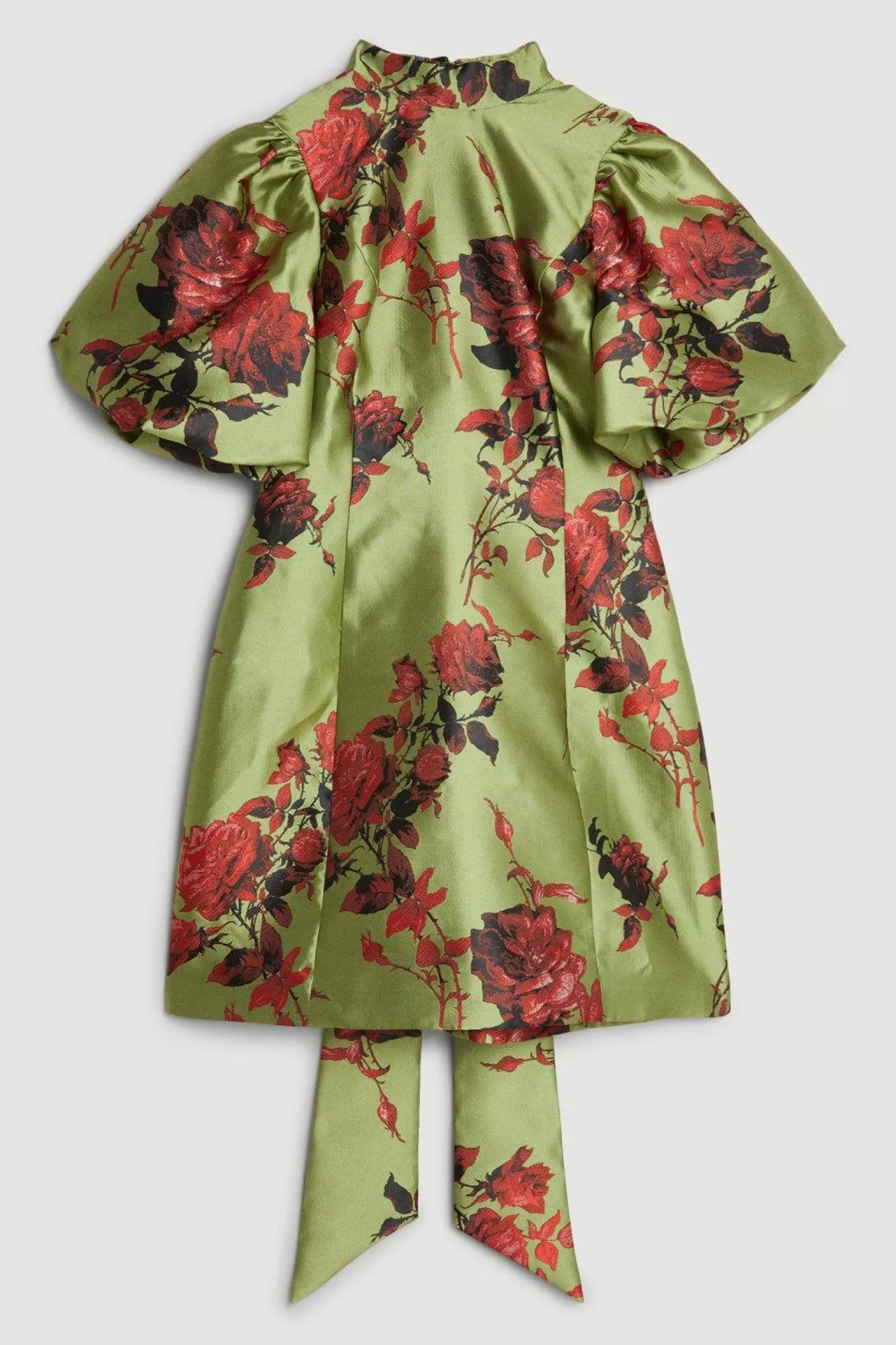 Karen Millen Lydia Millen Tall Floral Jacquard Panelled Puff Sleeve Woven Mini Dress
