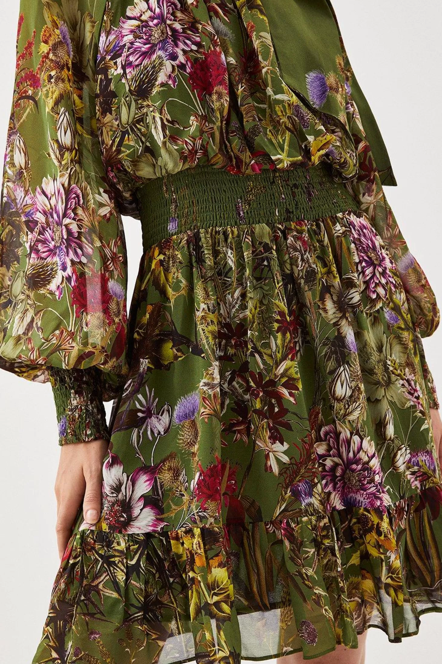 Karen Millen Lydia Millen Tall Viscose Floral Border Print Woven Mini Dress