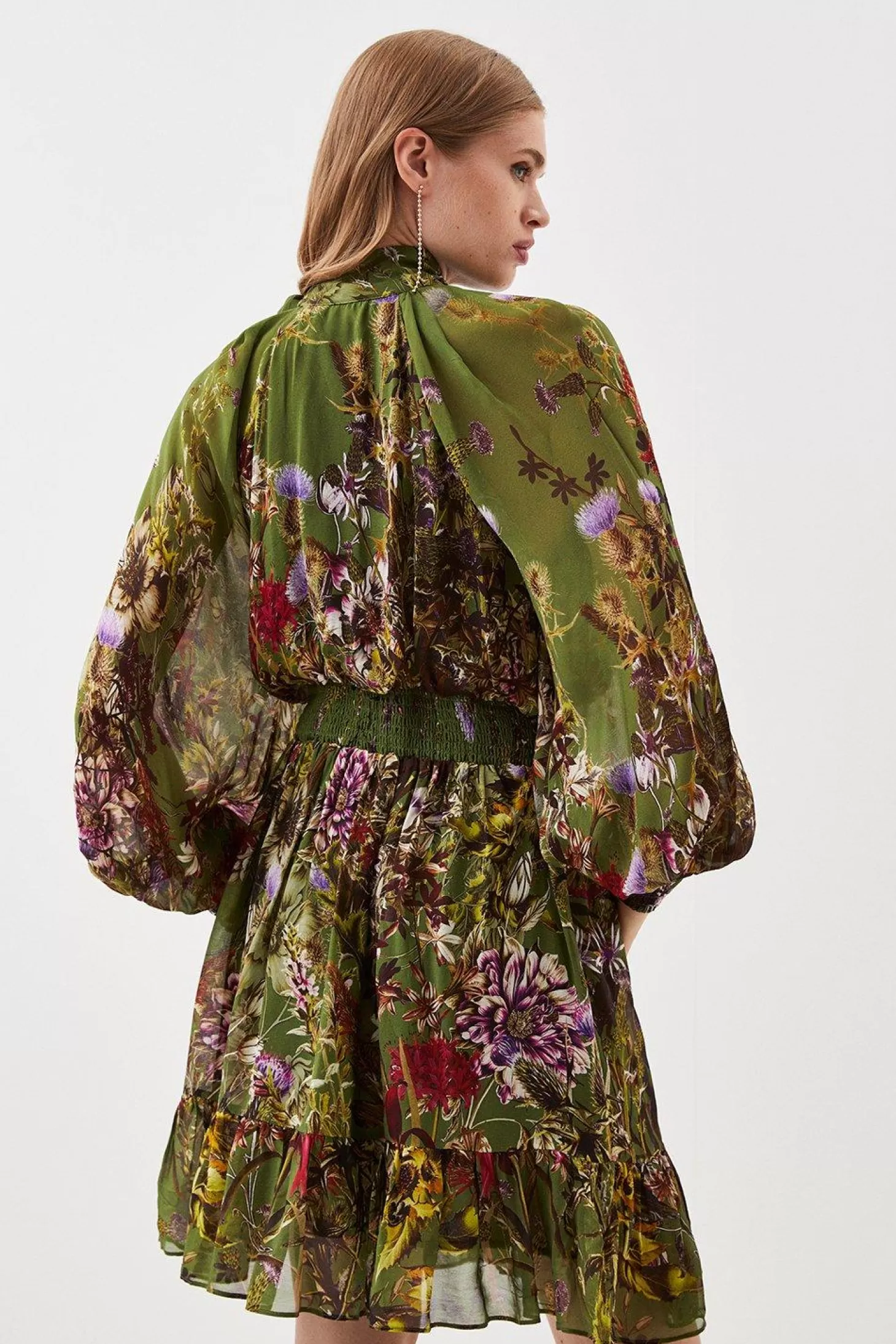 Karen Millen Lydia Millen Tall Viscose Floral Border Print Woven Mini Dress