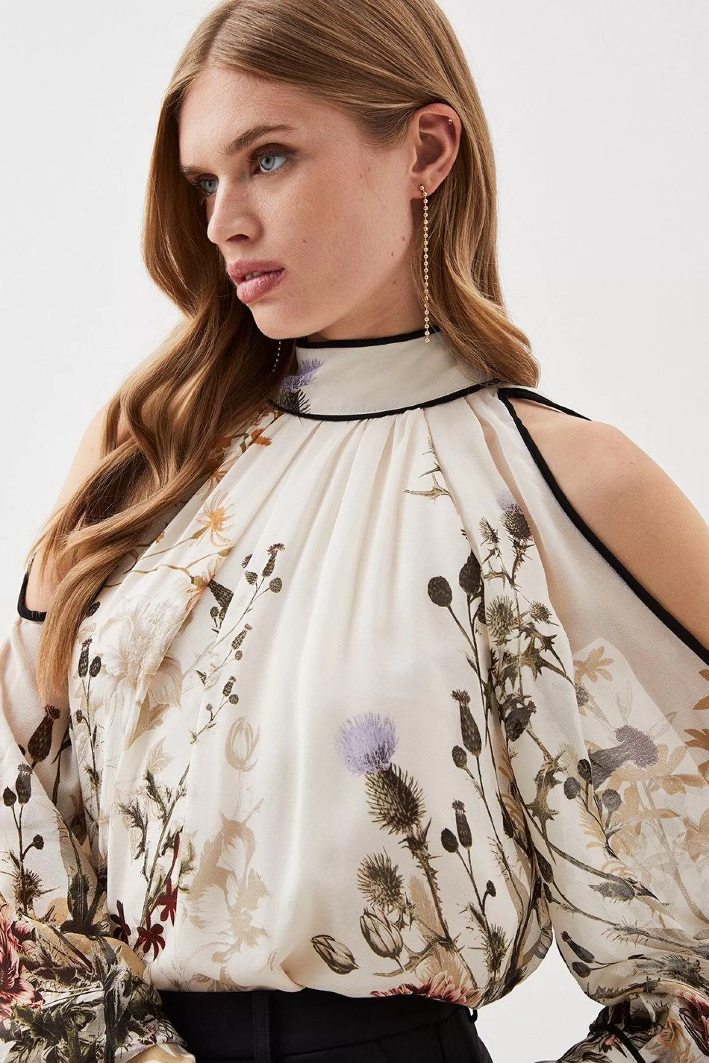 Karen Millen Lydia Millen Viscose Border Print Woven Blouse
