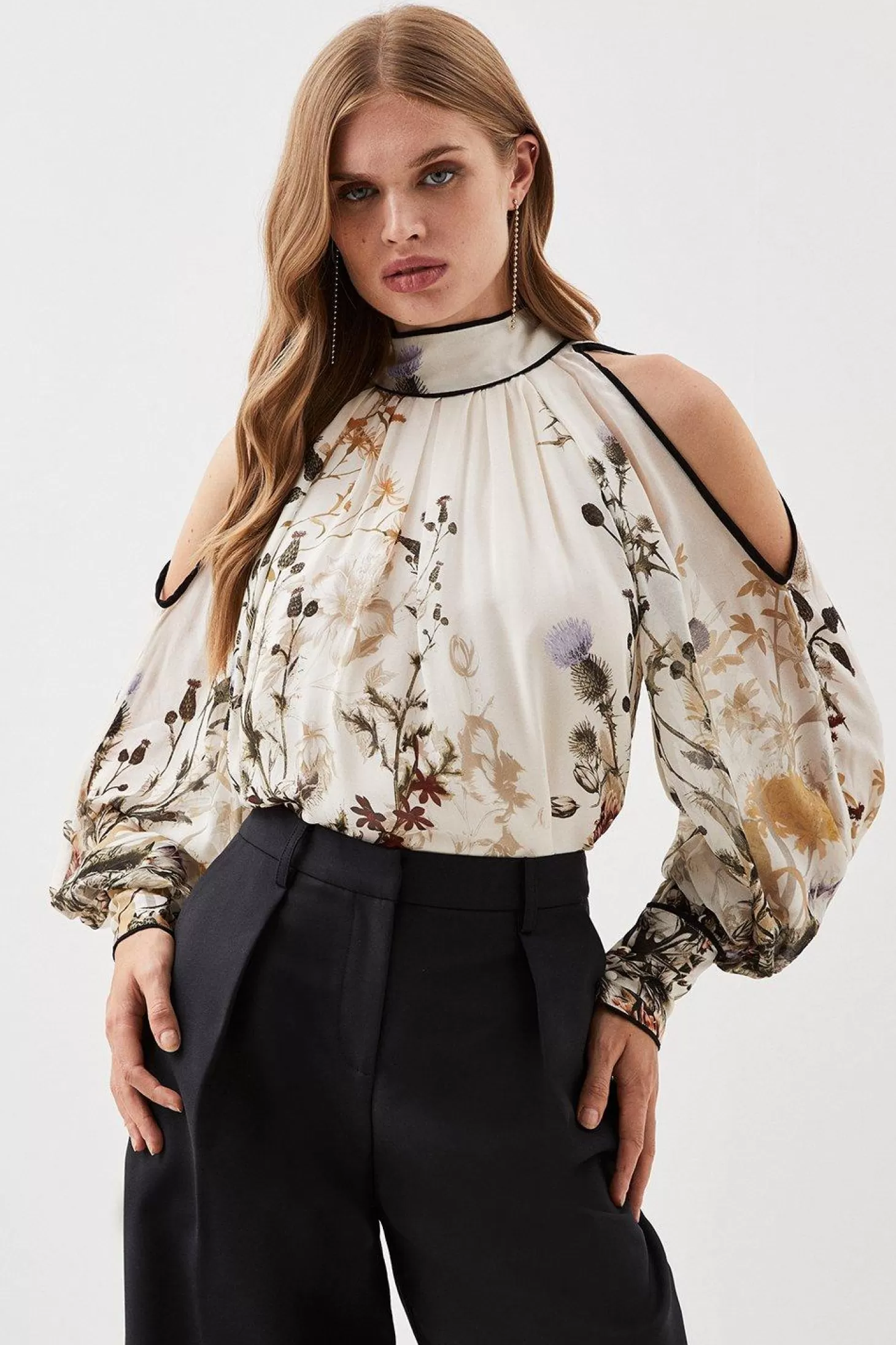 Karen Millen Lydia Millen Viscose Border Print Woven Blouse