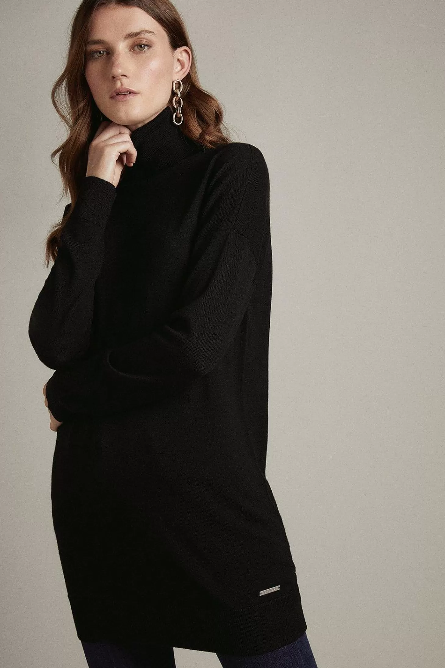 Karen Millen Merino Wool Turtleneck Longline Sweater