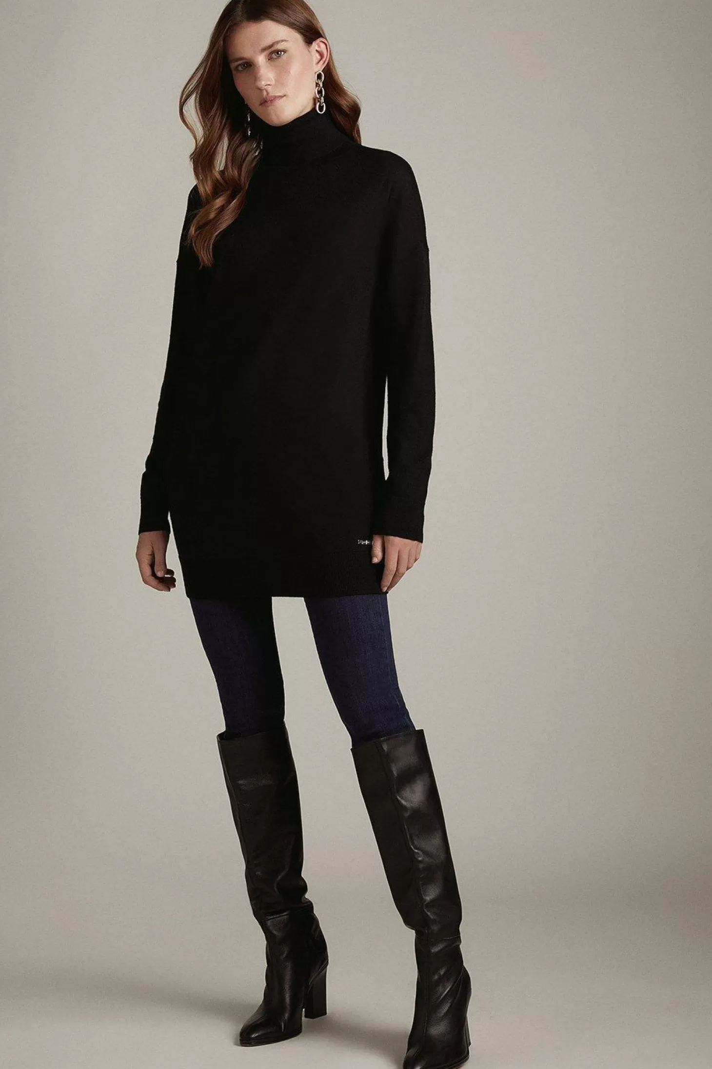 Karen Millen Merino Wool Turtleneck Longline Sweater