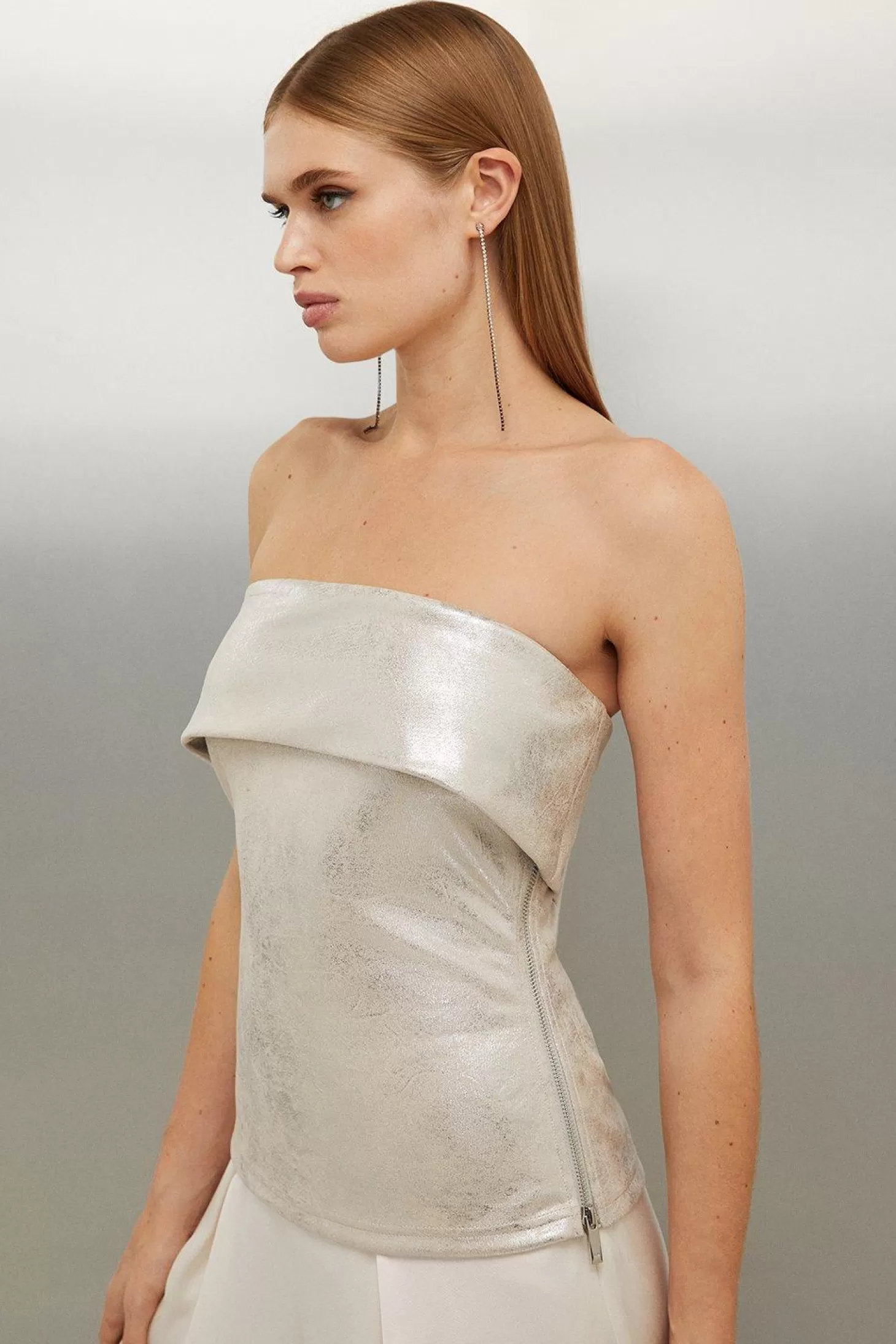 Karen Millen Metallic Ponte Tube Top