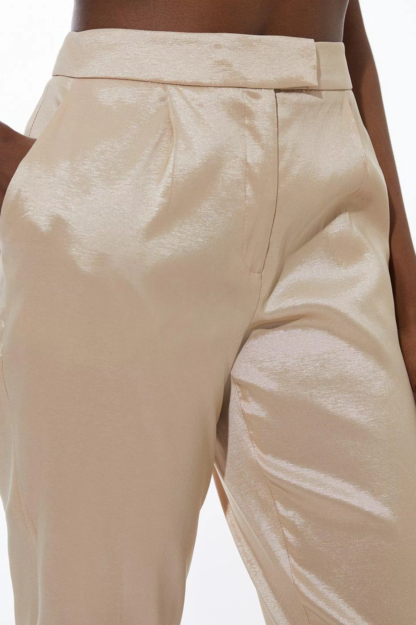 Karen Millen Metallic Taffeta Slim Leg Dress Pants