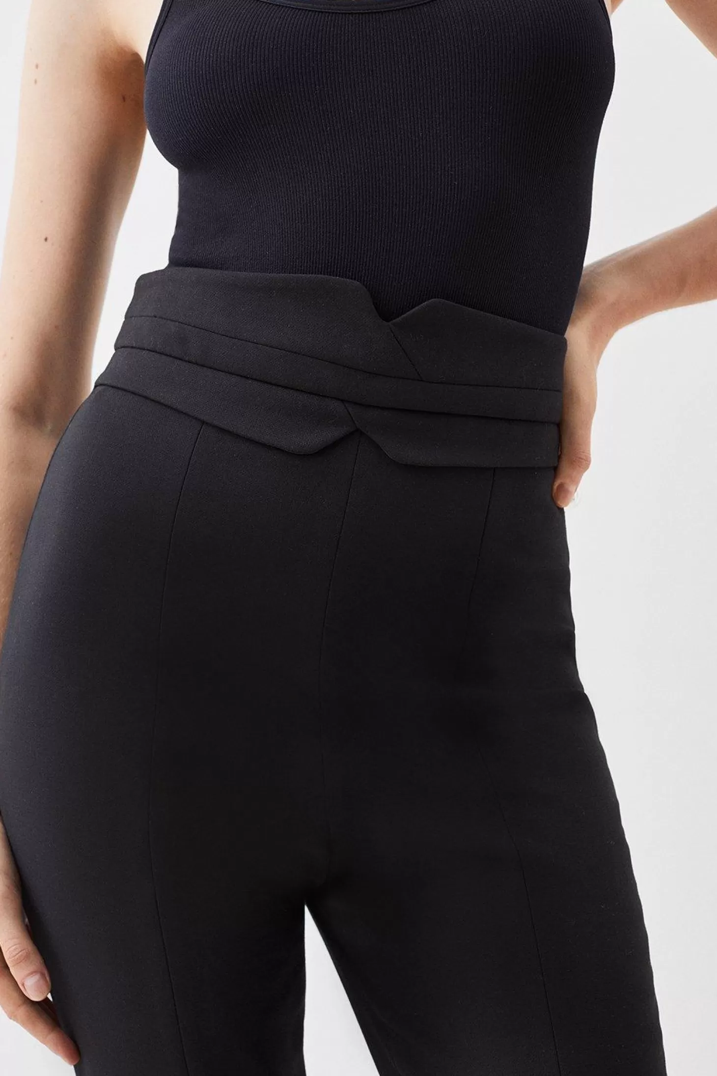 Karen Millen Petite Compact Stretch Tailored High Rise Split Hem Pants