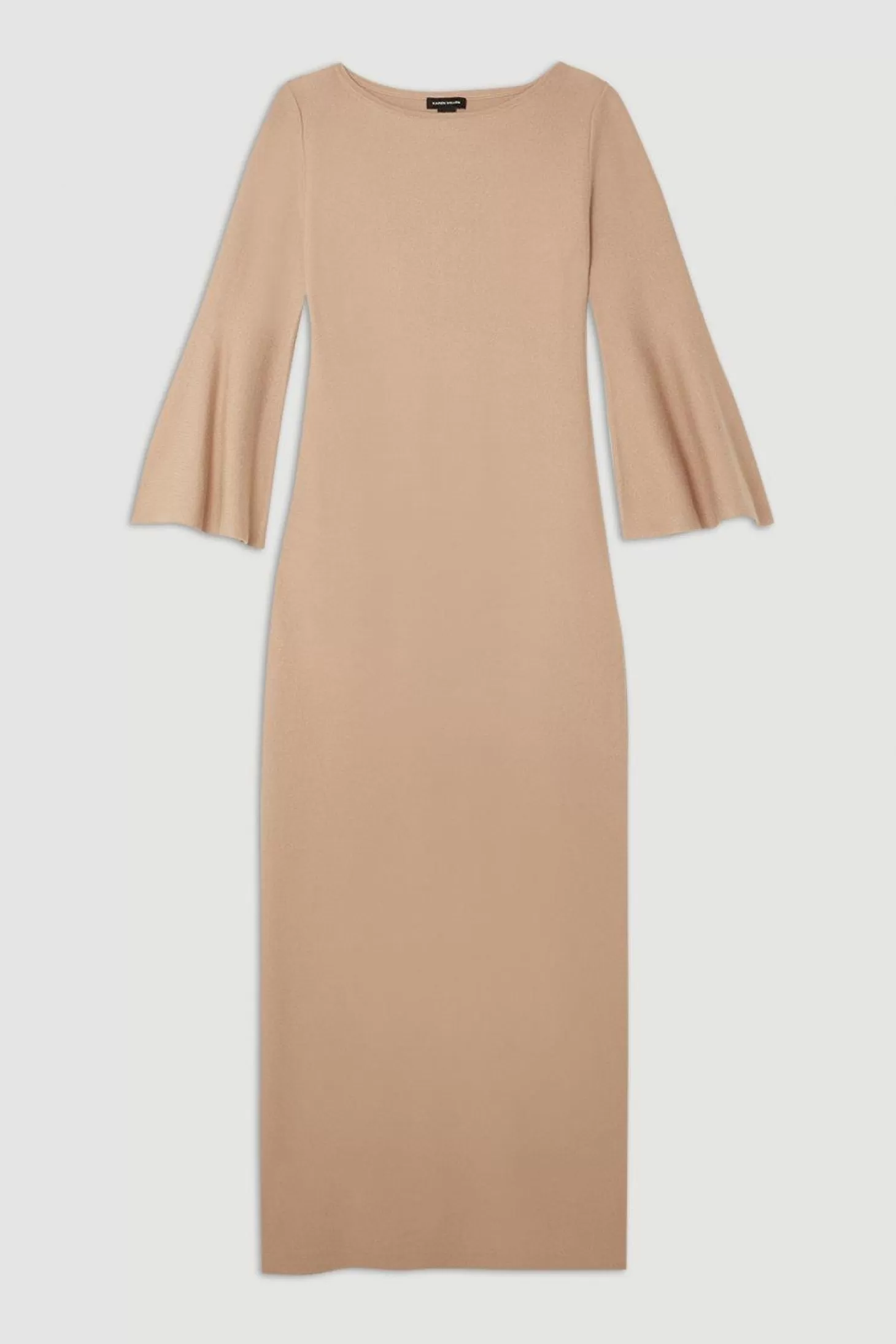 Karen Millen Petite Compact Wool Look Knit Midi Dress With Fluted Sleeve