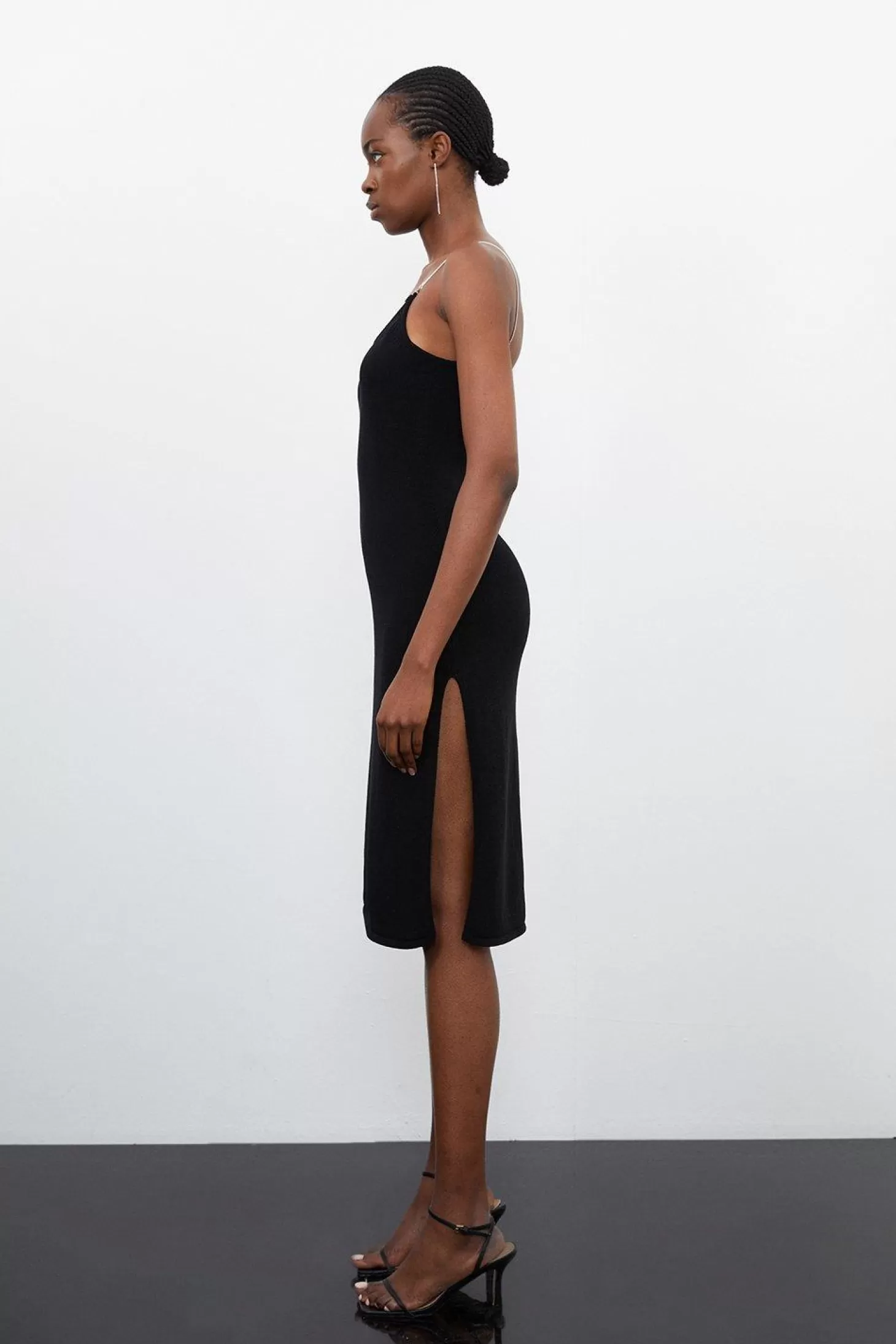 Karen Millen Petite Corded Knit Chain Detail Midi Dress
