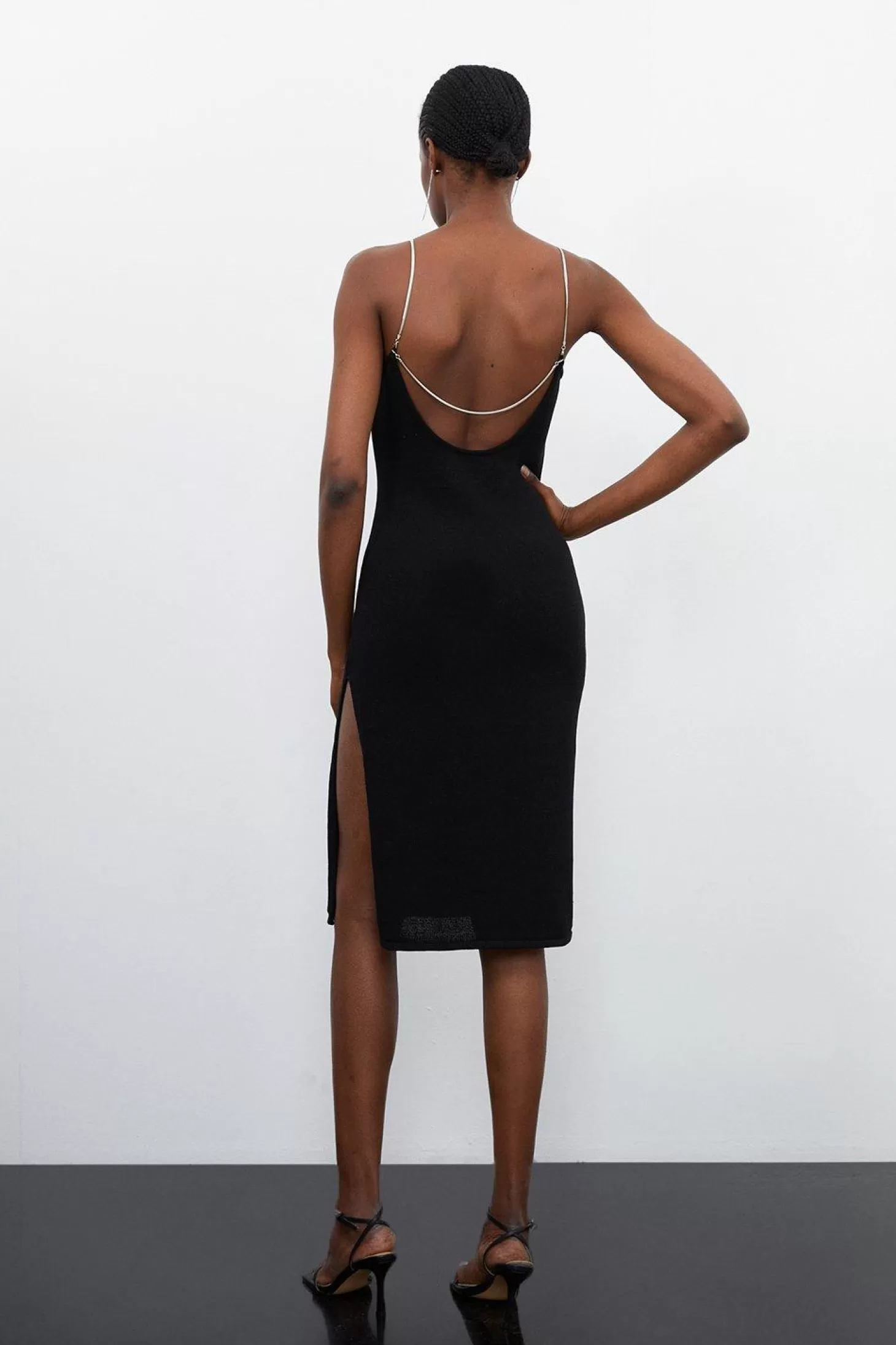 Karen Millen Petite Corded Knit Chain Detail Midi Dress