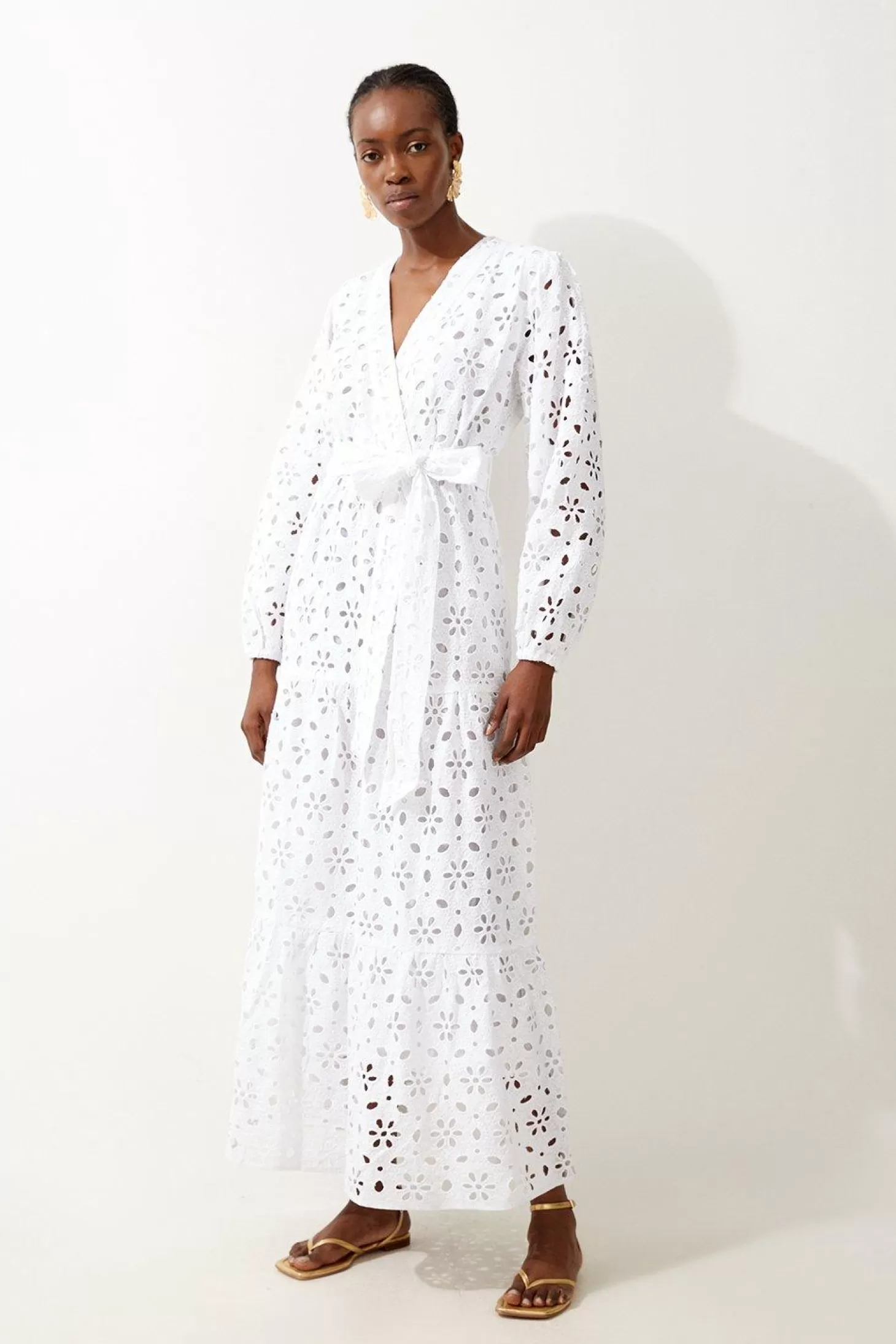 Karen Millen Petite Cotton Broderie Woven Maxi Dress