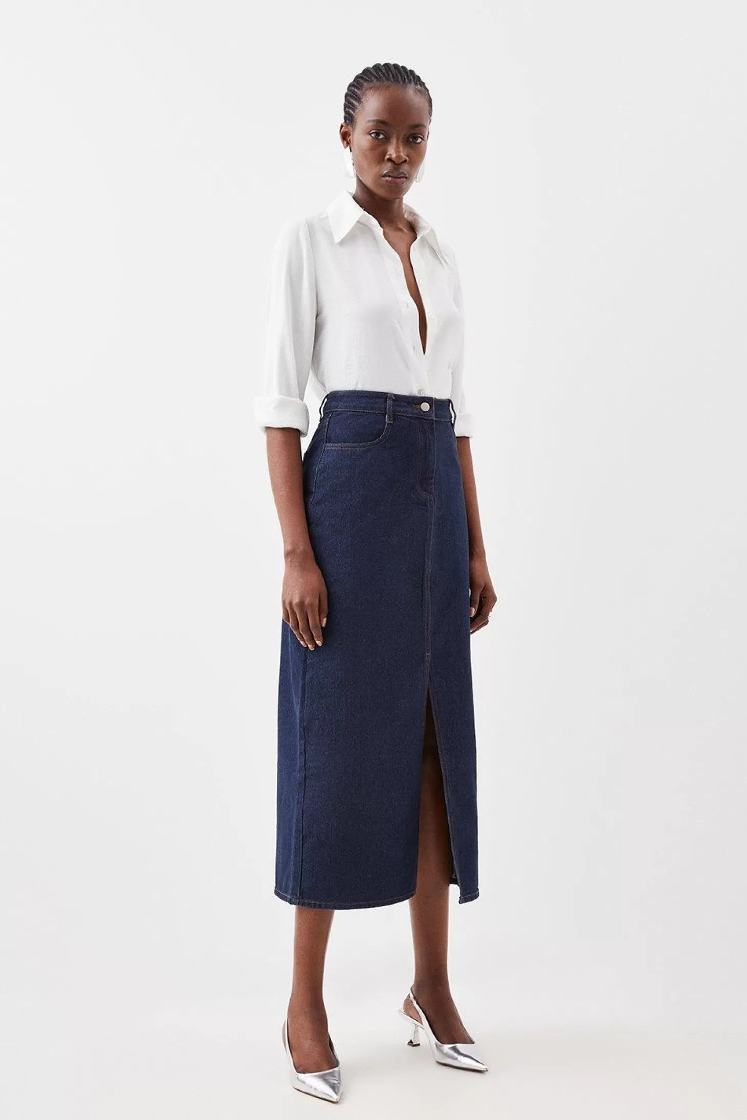 Karen Millen Petite Denim Maxi Skirt