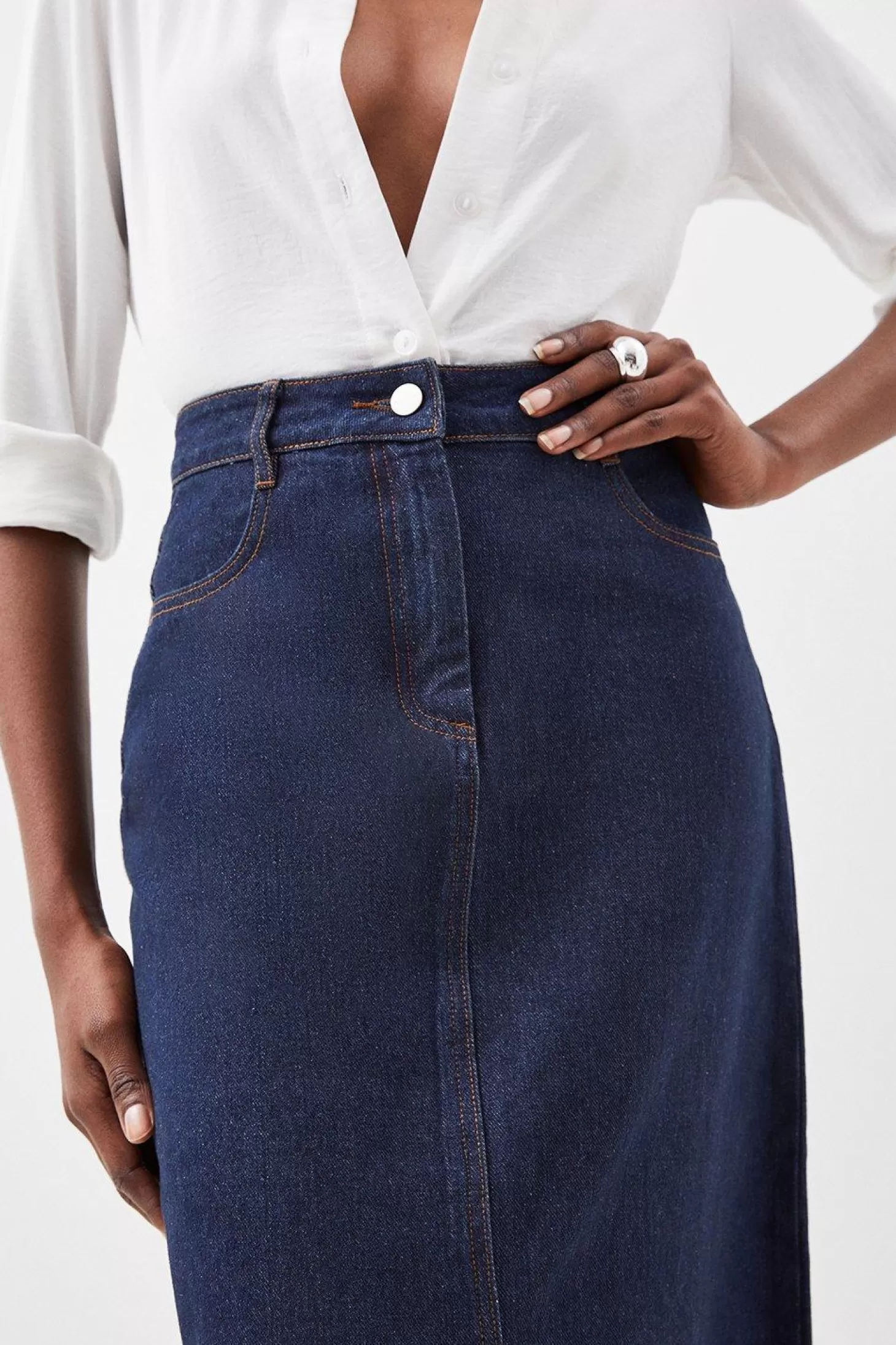 Karen Millen Petite Denim Maxi Skirt