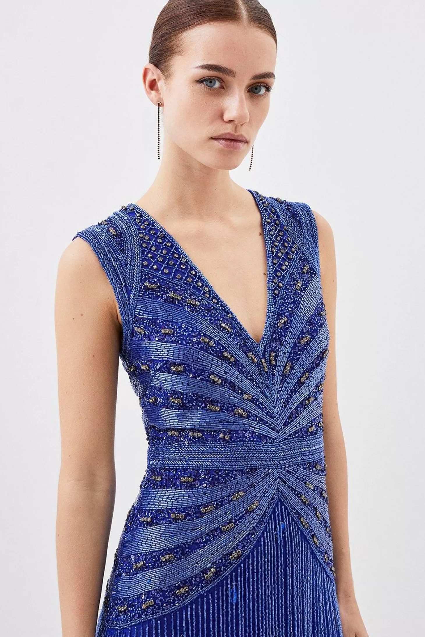 Karen Millen Petite Embellished Beaded Woven Maxi Dress