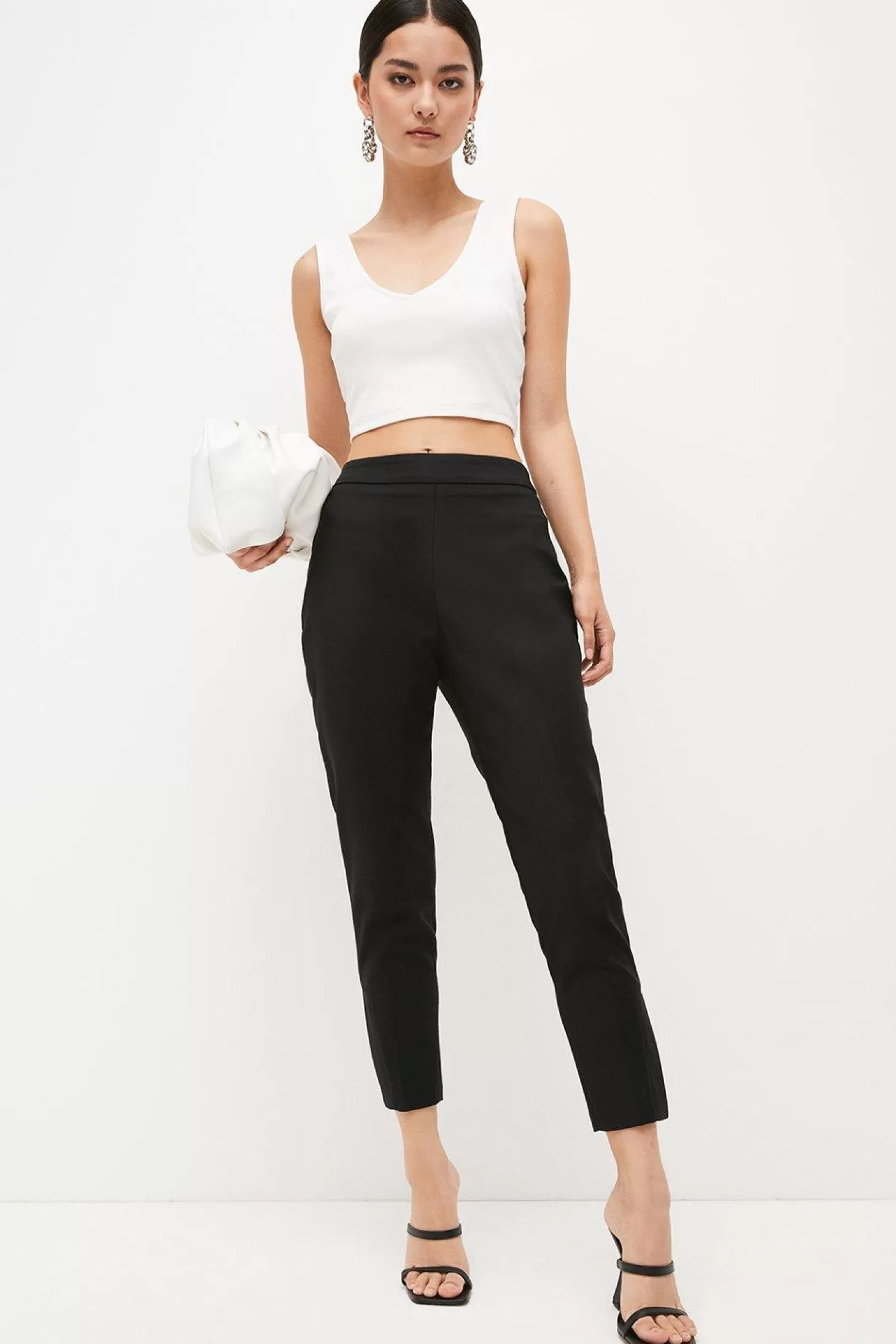 Karen Millen Petite Essential Techno Woven Crop Pants