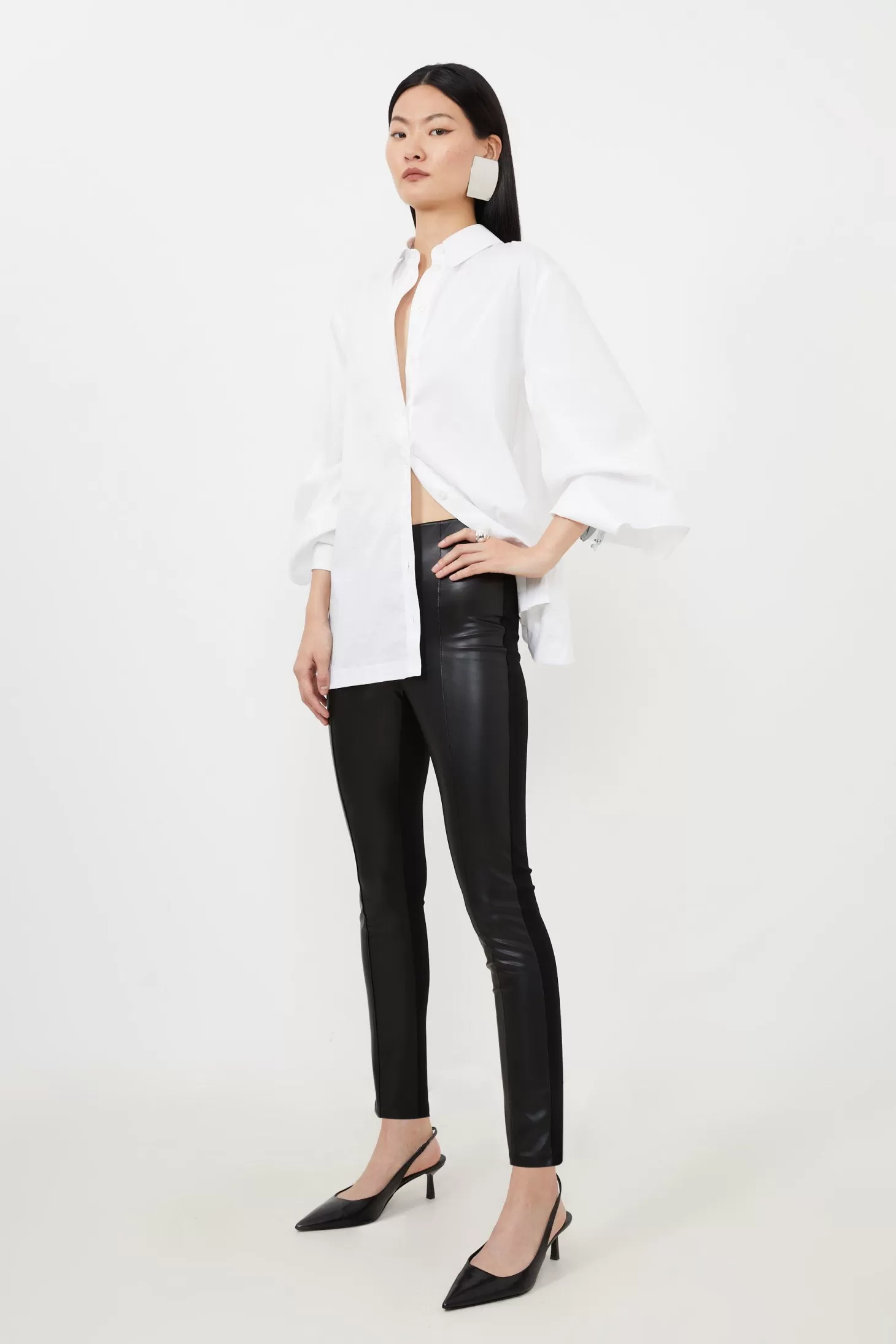 Karen Millen Petite Faux Leather And Ponte Leggings