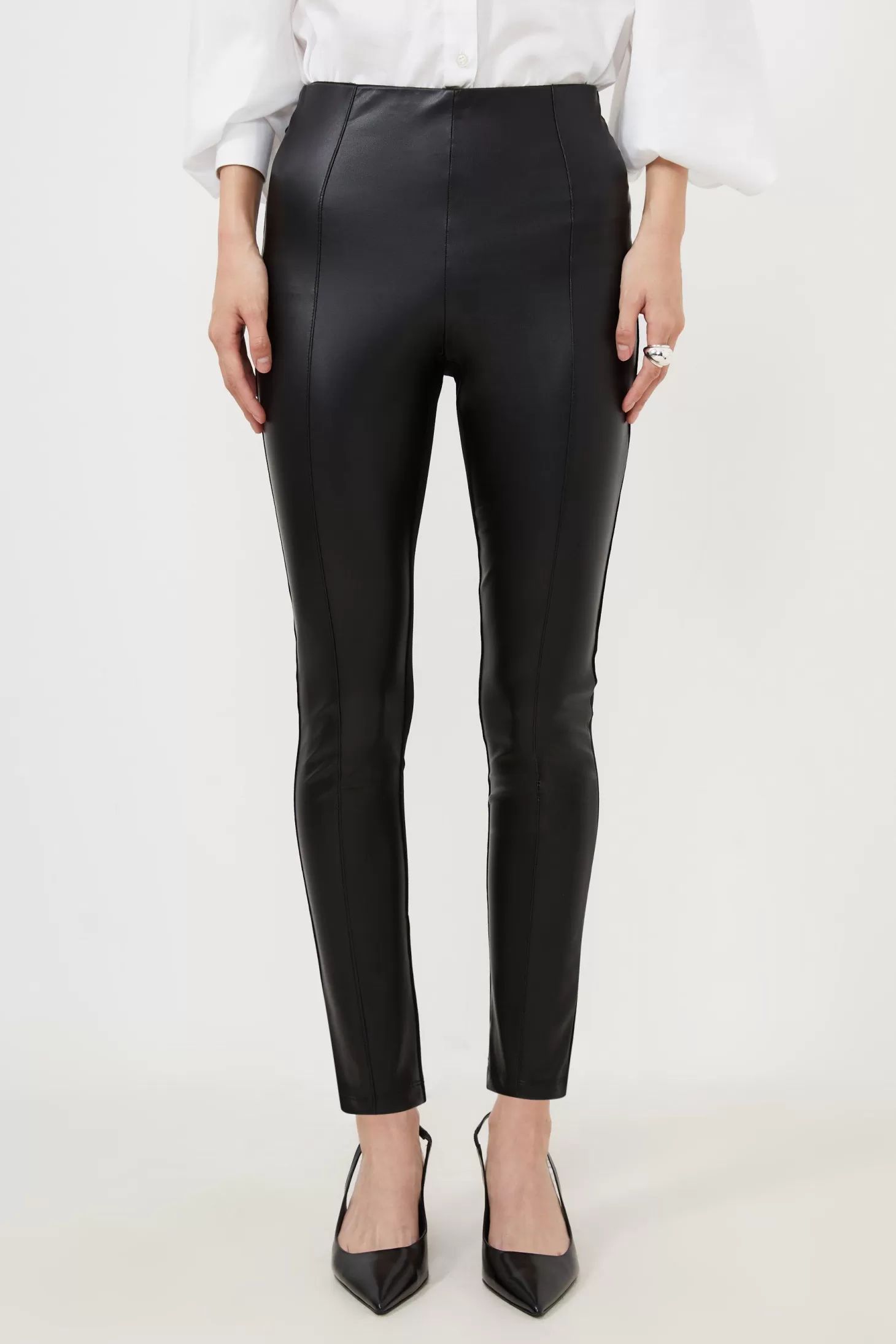 Karen Millen Petite Faux Leather And Ponte Leggings